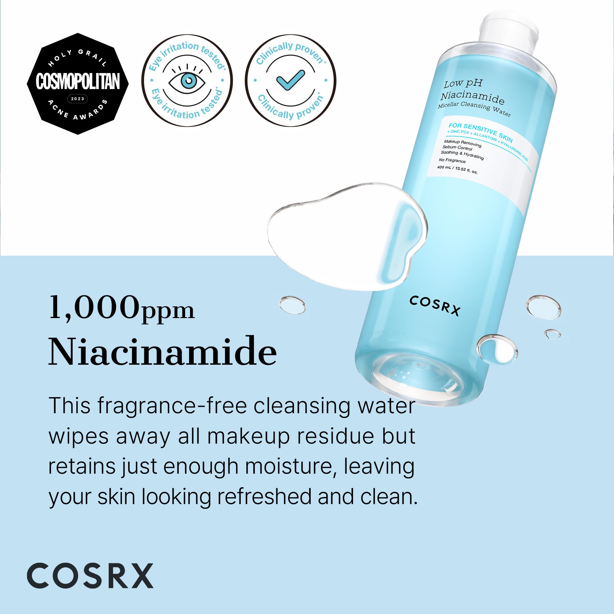 Cosrx Low Ph Niacinamide Micellar Cleansing Water (13.52Fl.Oz/400Ml)