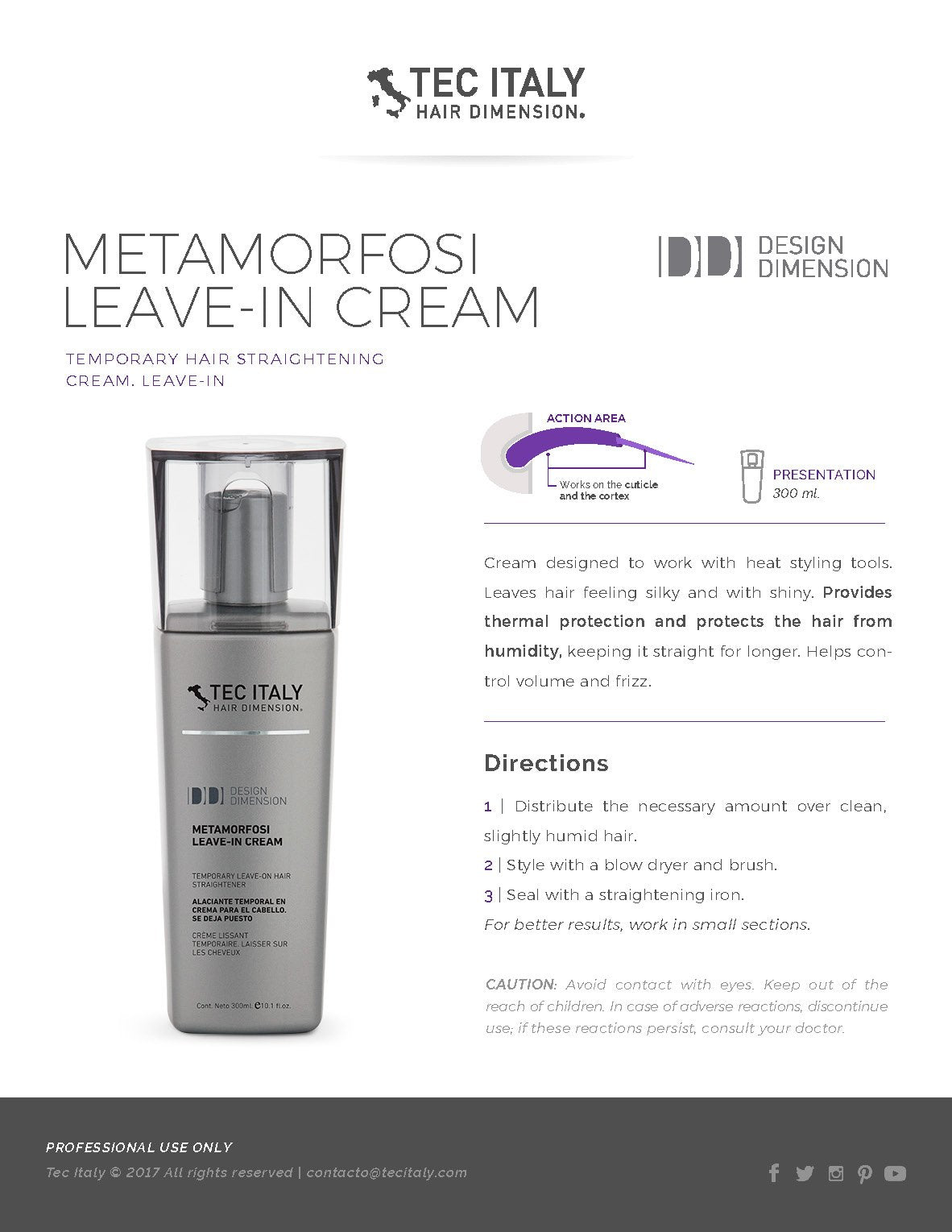 Tec Italy Metamorfosi Leave-In Cream Temporary Straightening - 1 Liter