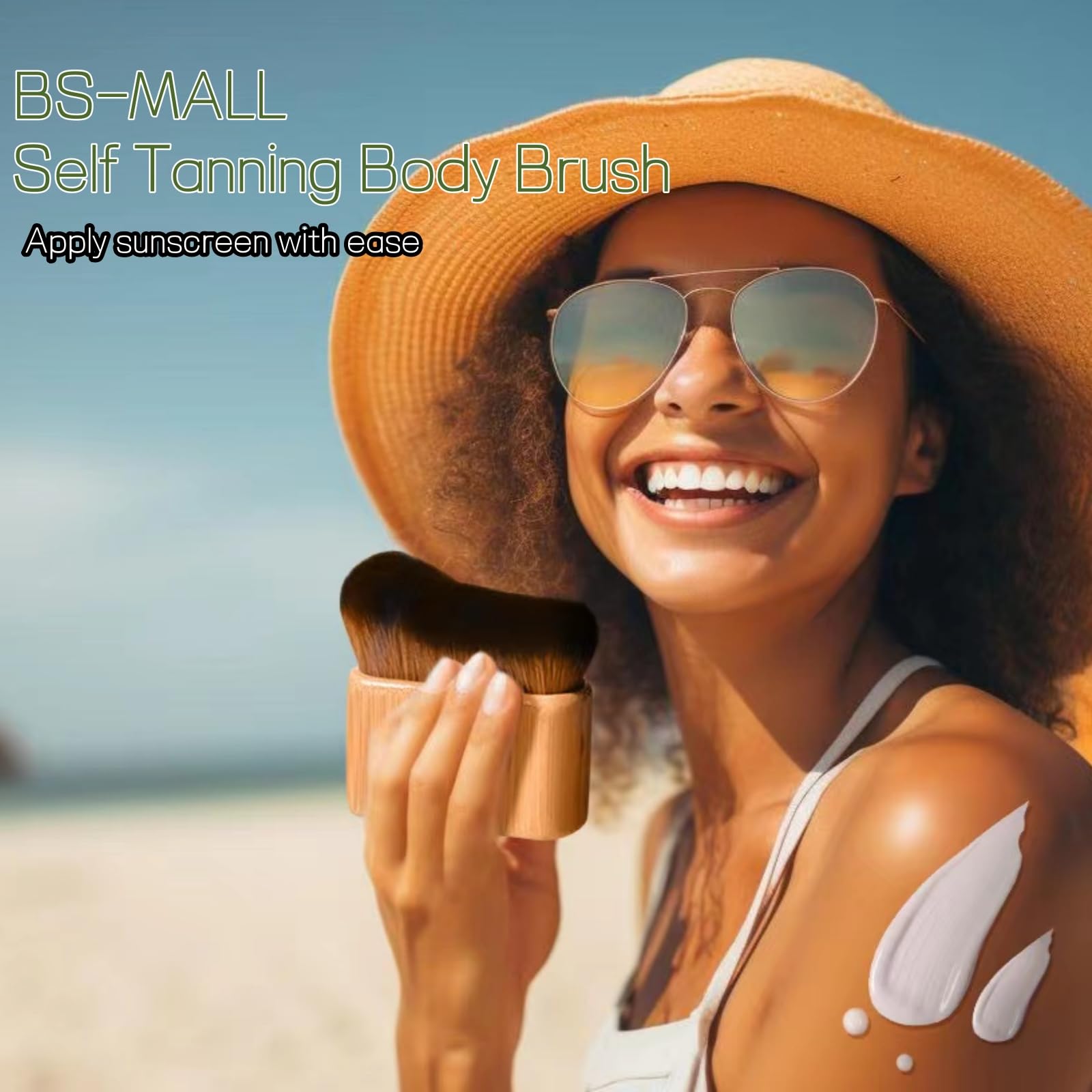 Bs-Mall Self Tanning Body Brush Makeup Brushes Set Of 2 | Eco-Friendly Natural Bamboo Handles | Ultra-Soft Synthetic Bristles |