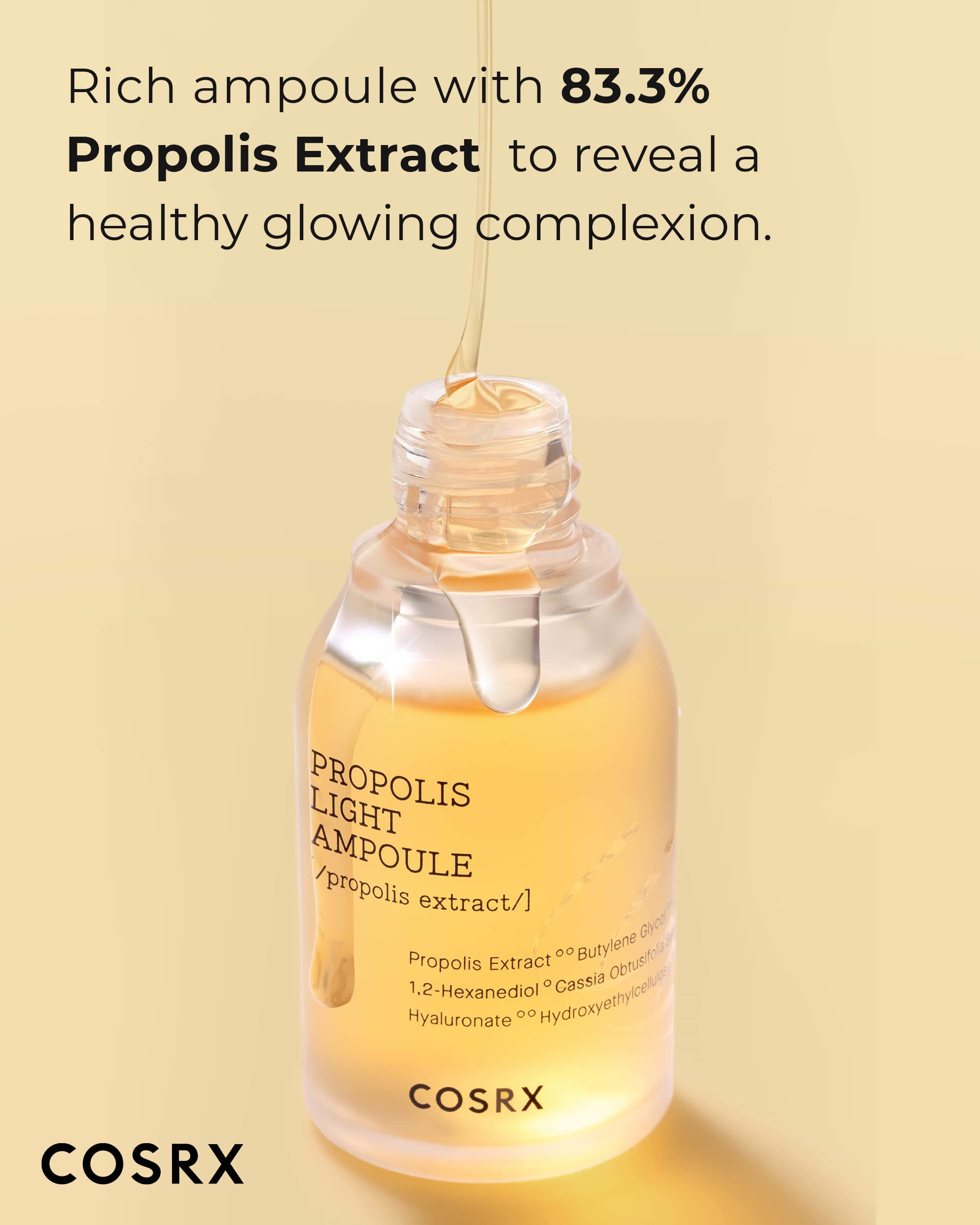 Cosrx Propolis Ampoule, Glow Boosting Serum For Face With 73.5% Propolis Extract, 1.01Fl.Oz/30Ml, Hydrating Essence For Sensitiv