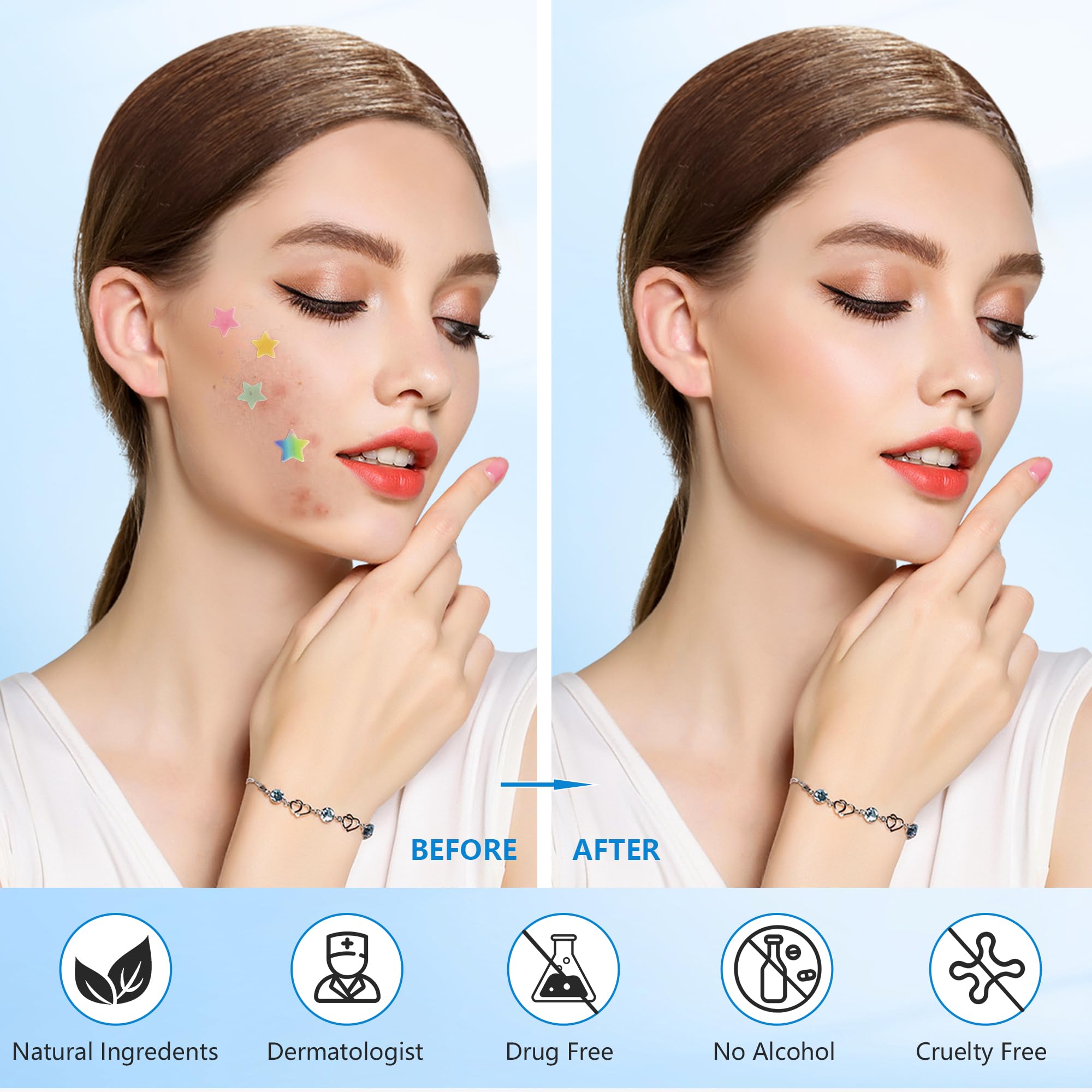 Jo Dominic Pimple Stars Patches For Face, 4 Size 320 Counts Acne Patches, Hydrocolloid Patches For Covering Zits And Blemishes,