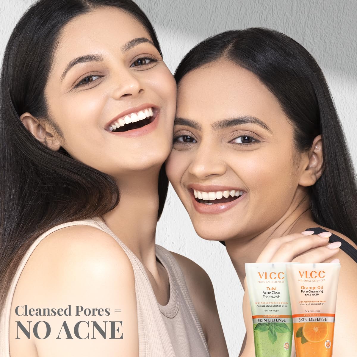 VLCC Holy Basil + Orange Oil Face Wash Combo for Acne & Pore Cleansing | Clears Pimple, Clogged Pores & Oil | Reduces Breakouts