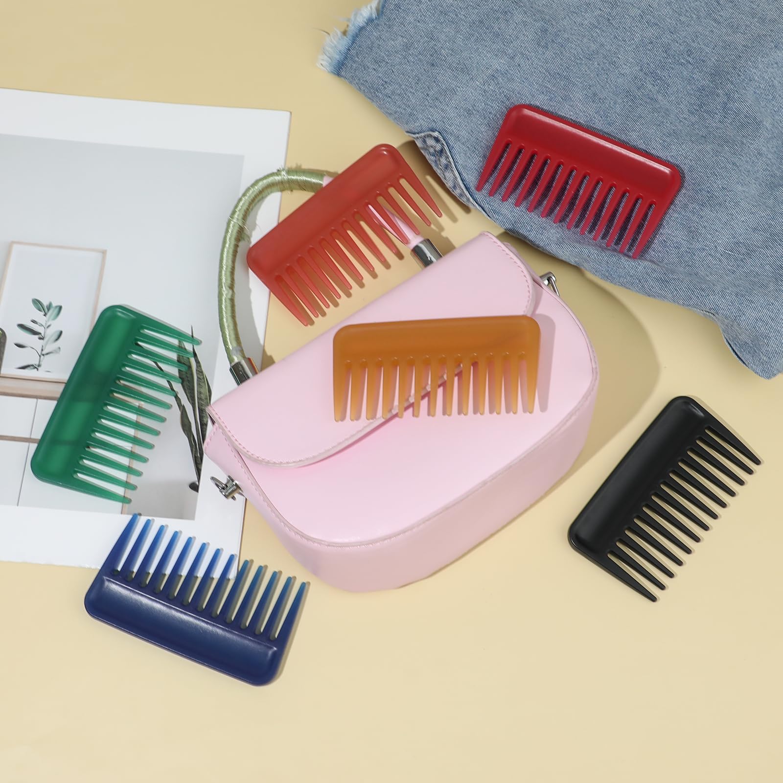Mini Detangling Comb, 4 Inch Small Wide Tooth Comb Shower Comb Portable Purse Comb Portable Travel Comb Pocket Curly Hair Comb S