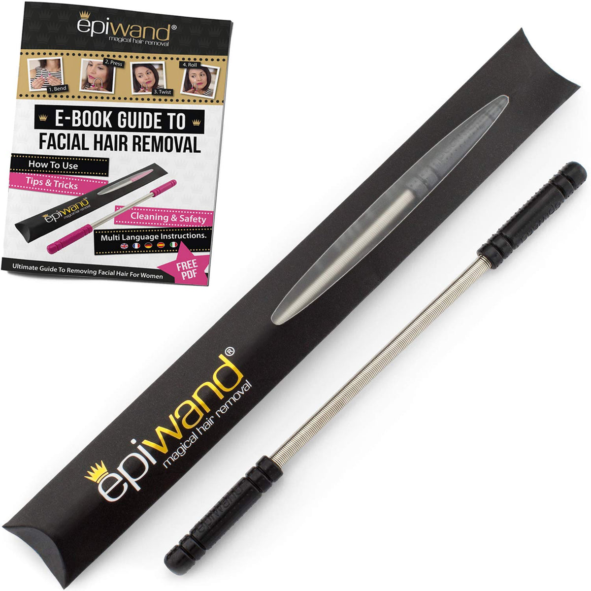 Epiwand Facial Hair Remover Spring Threading Tool - Our Womens Facial Epilator Coil Removes Peach Fuzz, Chin, Cheek, Neck, Musta