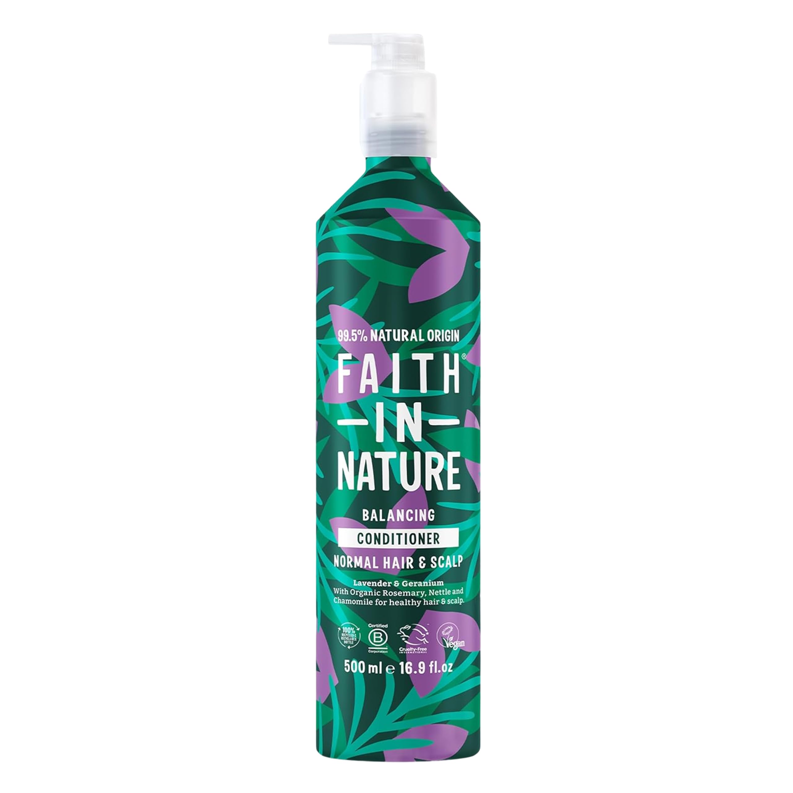 Faith In Nature Natural Aluminium Bottle Conditioner - Vegan & Cruelty Free, No SLS or Parabens - 16.9 fl oz, Lavender & Geraniu