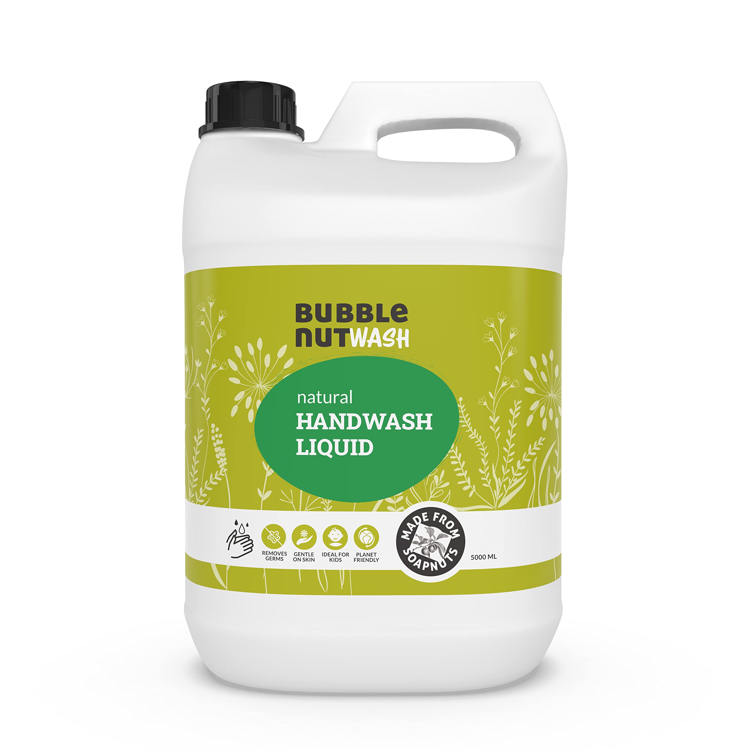 Bubblenut Wash - Handwash Natural,Organic & Herbal Liquid Refill, Paraben Free & Sulphate, Sls Free Hand Wash (5 Litres), Hypoal