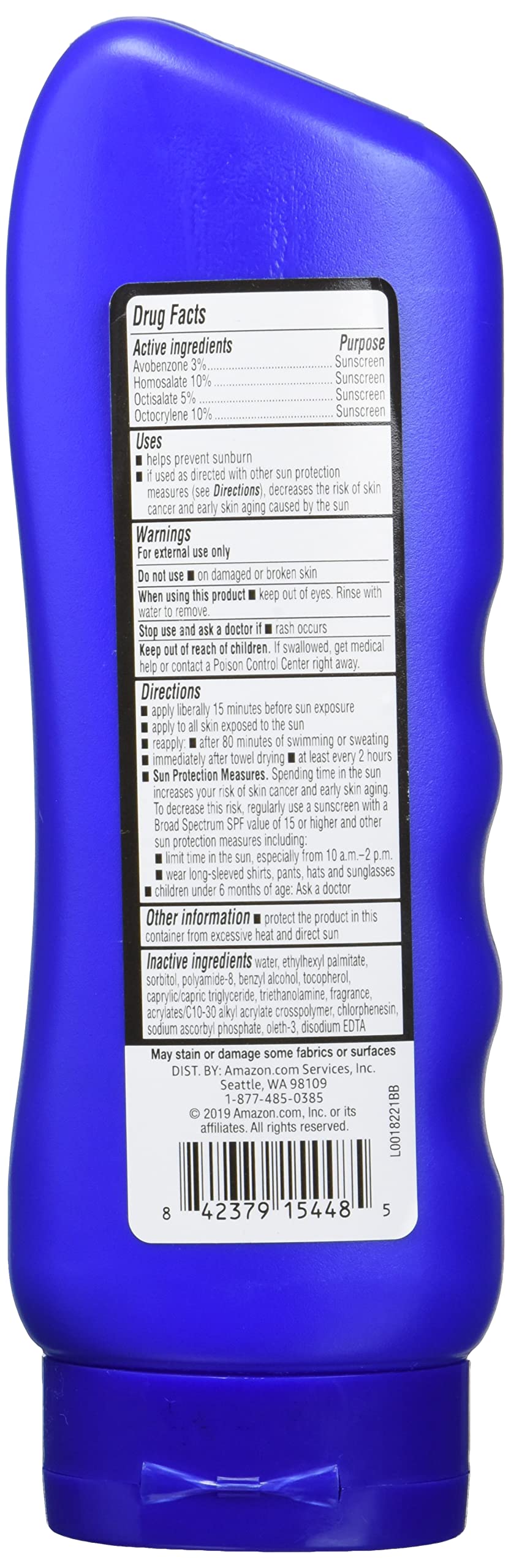 Amazon Brand - Solimo Sport Sunscreen Lotion, Spf 30, Formulated Without Octinoxate & Oxybenzone, Broad Spectrum Uva/Uvb Protect