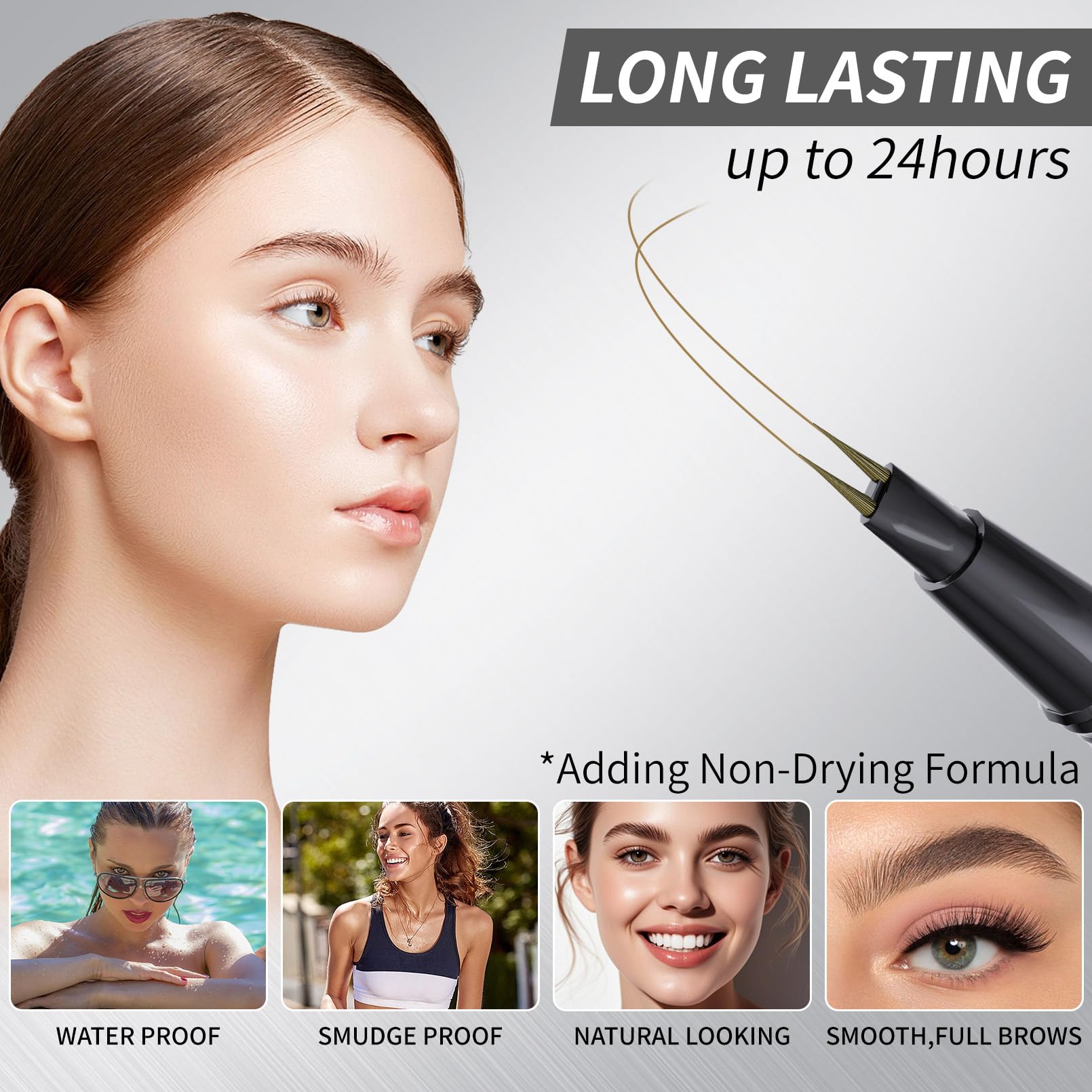 Microblading Eyebrow Pen, 2 Tip Precise Microblade Eyebrow Pencil That Looks Like Hair, Waterproof Natural Eye Brow Pencils for