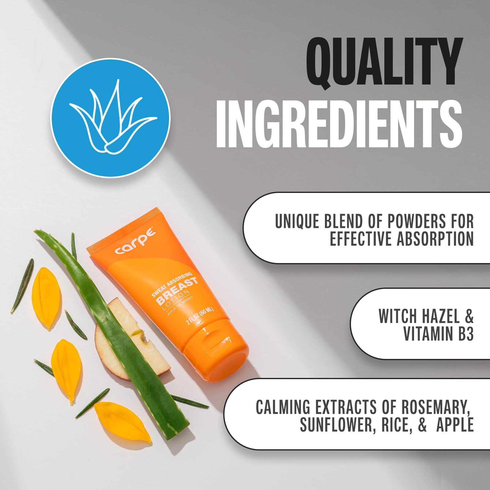 Carpe No-Sweat Breast (Pack Of 3) - Helps Keep Your Breasts And Skin Folds Dry - Sweat Absorbing Lotion - Helps Control Under Br