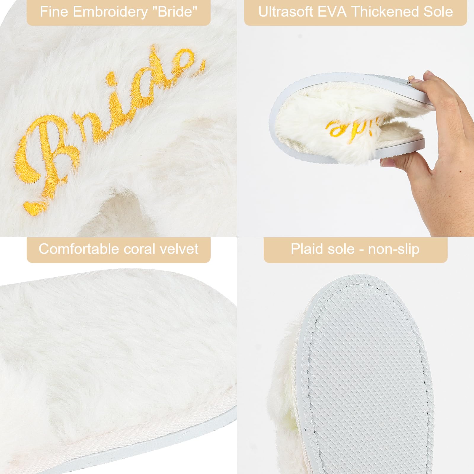 CIEHER Bride Spa Headband & Bride Slippers Set, Bride to Be Slippers Bride Gifts for Bachelorette Party Favors Bridal Shower Dec