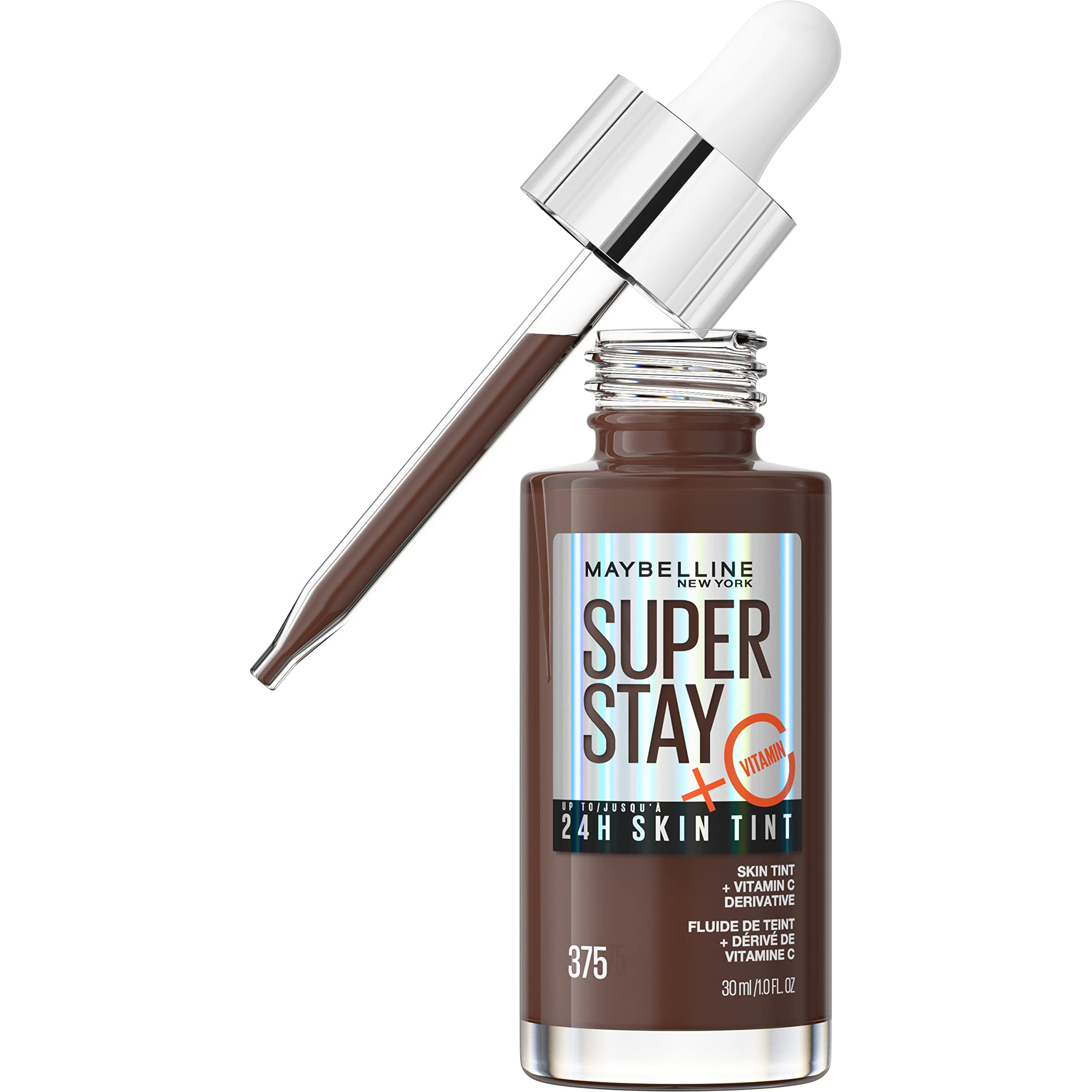 Maybelline Super Stay Up To 24Hr Skin Tint, Radiant Light-To-Medium Coverage Foundation, Makeup Infused With Vitamin C, 375, 1 C