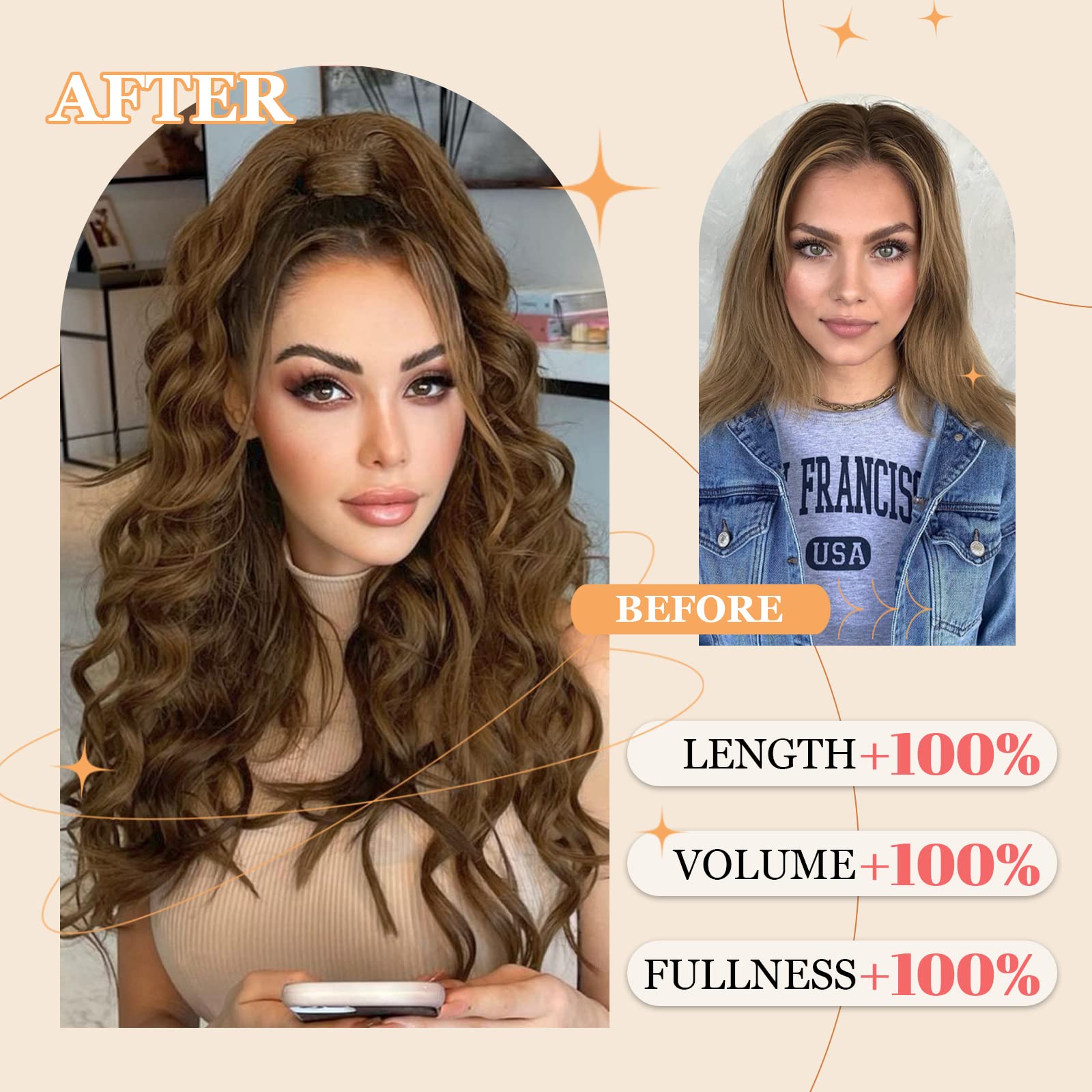 Freemeige Ponytail Extension 26 Inch Drawstring Ponytail Long Pony Tail Hair Extensions For Black Women Natural Curly Wavy Ponyt