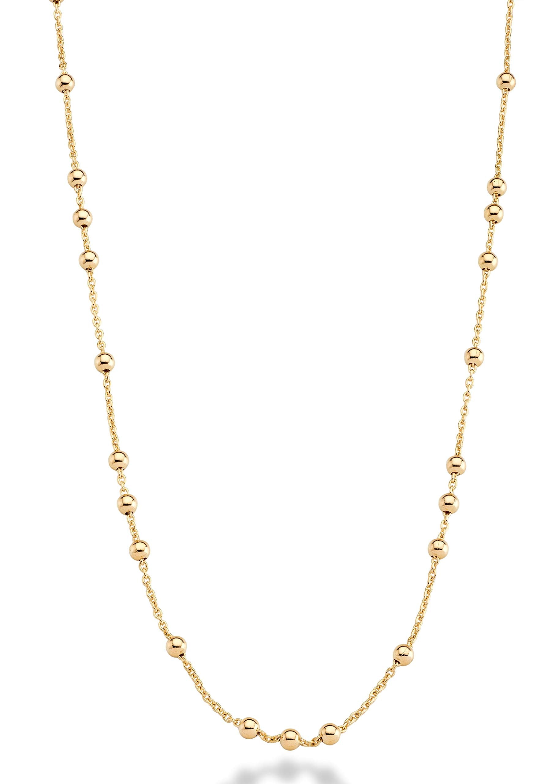 Miabella Italian 18K Yellow or Rose Gold Plated Beaded Ball Rosary Long Wrap Layering Station Chain Necklace for Women, 60 (Yell