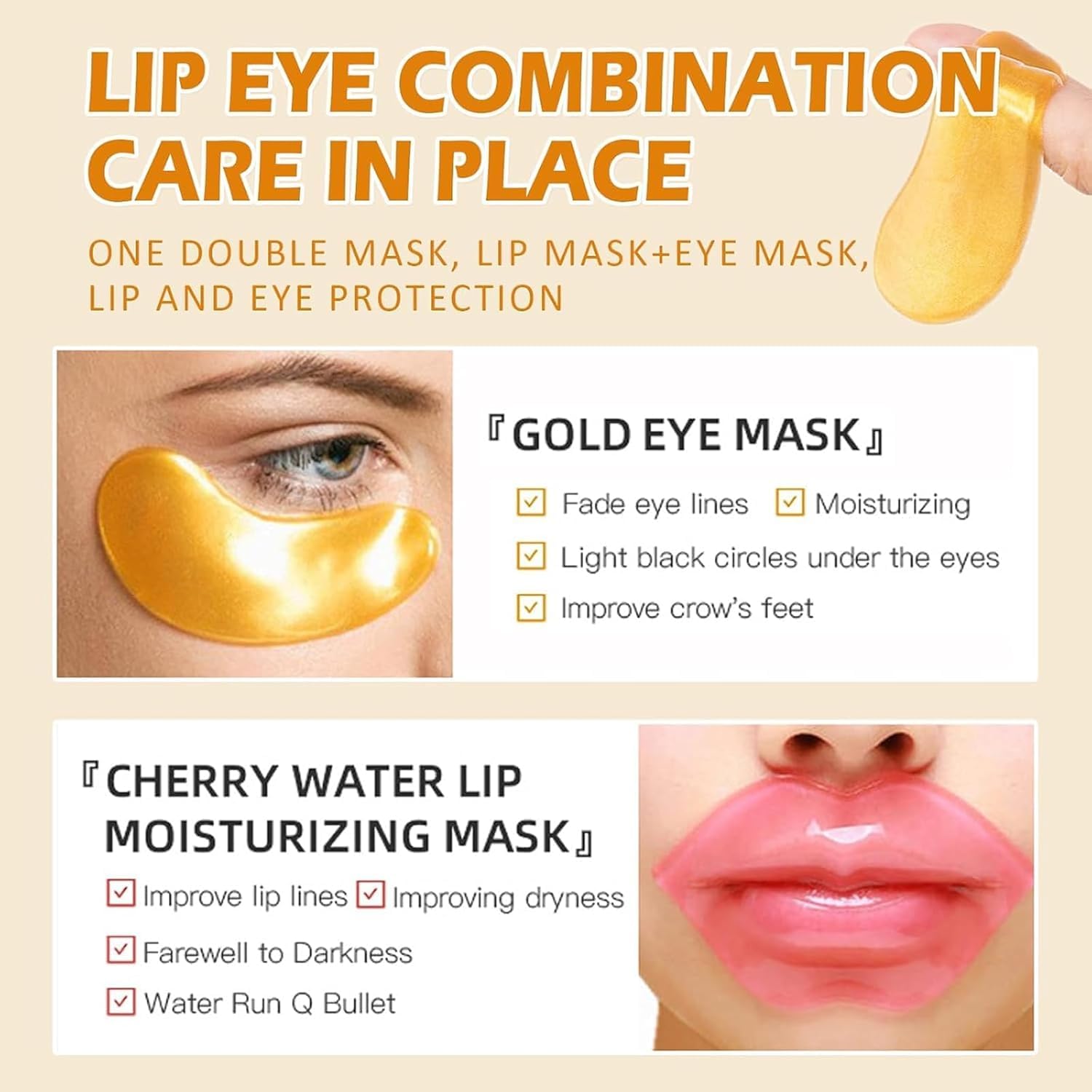 Eakroo 30 Pairs Lip Masks & Eye Mask, Under Eye Masks And Power Crystal Gel Lip Masks, Under Eye Patches For Puffy Eyes, Dark Ci