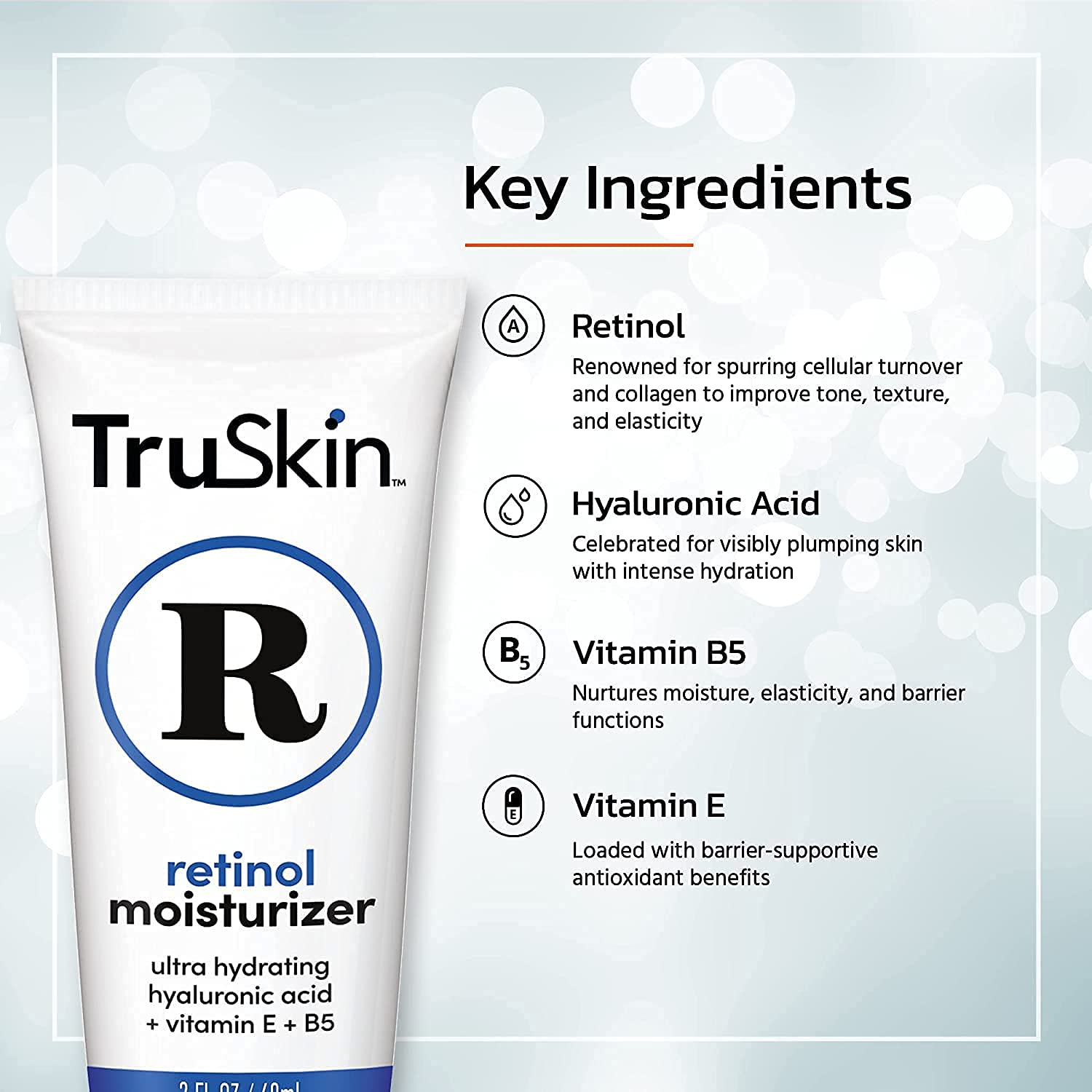 Truskin Retinol Face Moisturizer - Powerful Anti-Aging Face Moisturizer For Women With Retinol, Hyaluronic Acid & Vitamin E - Re