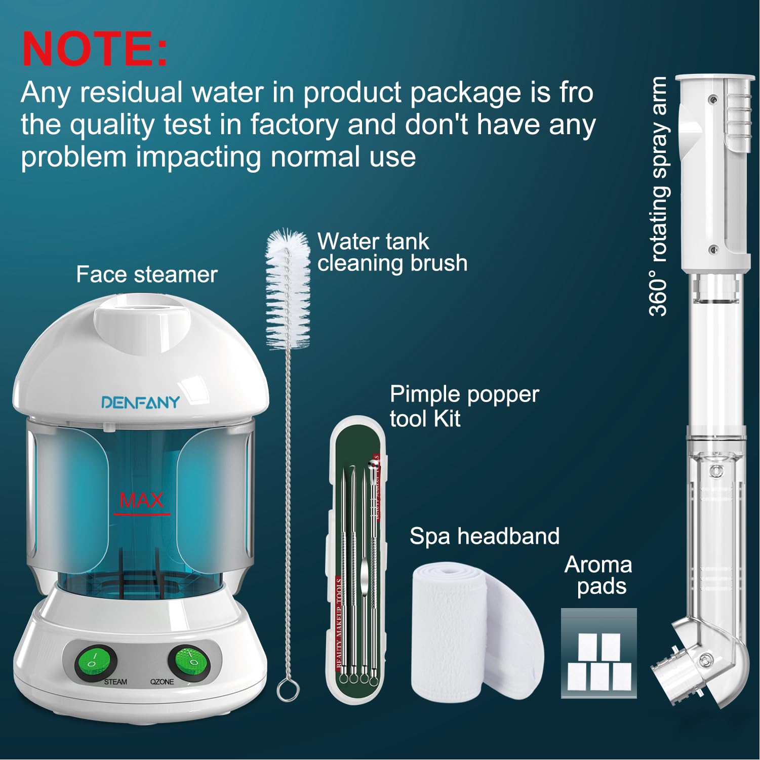 Facial Steamer - Denfany Nano Ionic Face Steamer With Extendable 360 Rotating Arm - Portable Facial Steamer For Personal Care At