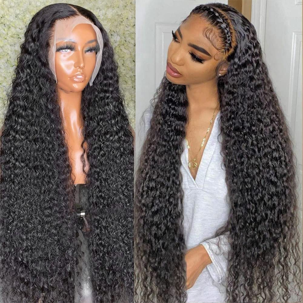 ghotool 250% Density 30 Inch 13x6 HD Transparent Lace Front Human Hair Wigs For Women Mongolian Deep Curly Lace Front Wig Human 