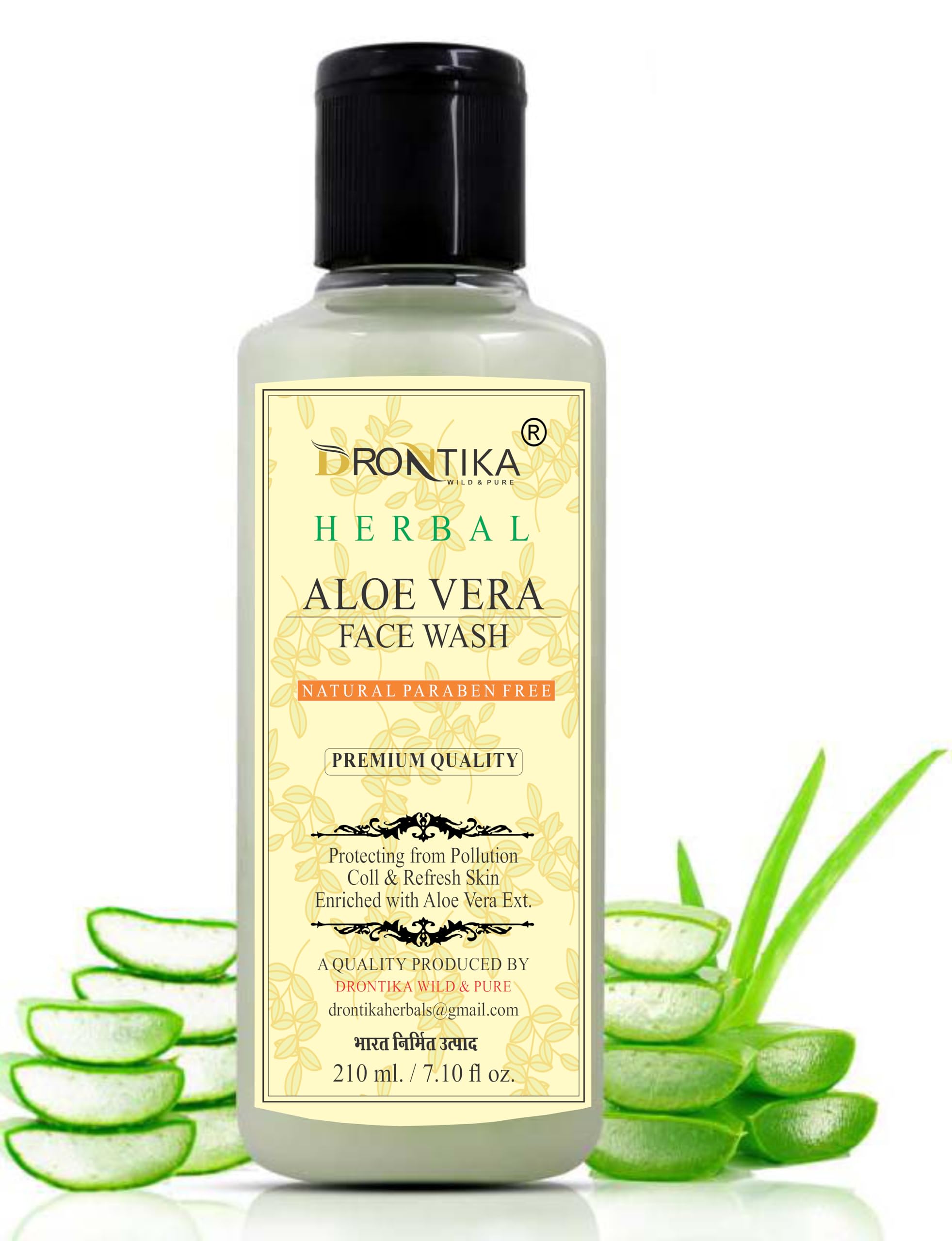 Drontika Herbal 100% Pure & Natural Aloevera For Healthy Natural Glow Face Wash For Men & Women Chemical Free (210 Ml)