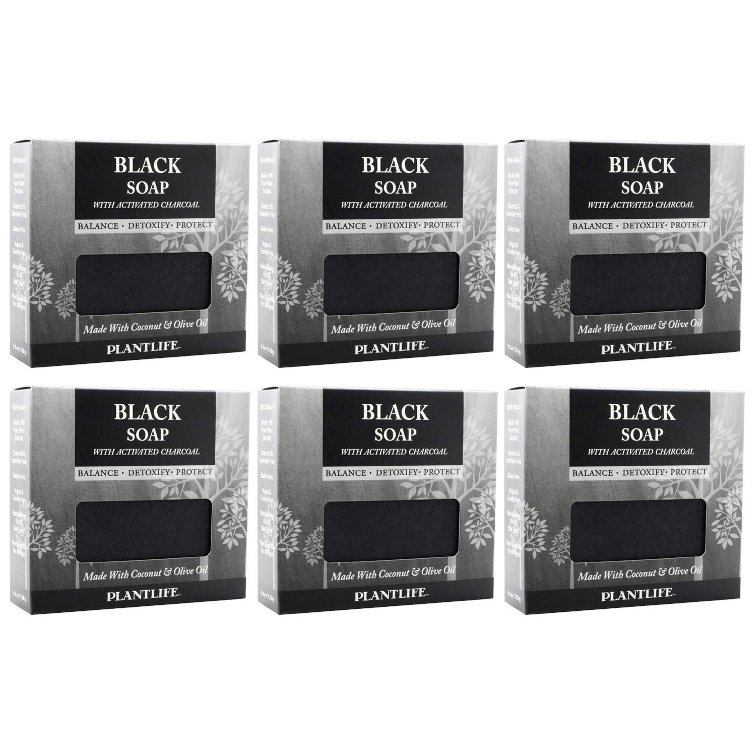 Plantlife Black 6-Pack Bar Soap - Moisturizing and Soothing Soap for Your Skin - Hand Crafted Using Plant-Based Ingredients - Ma