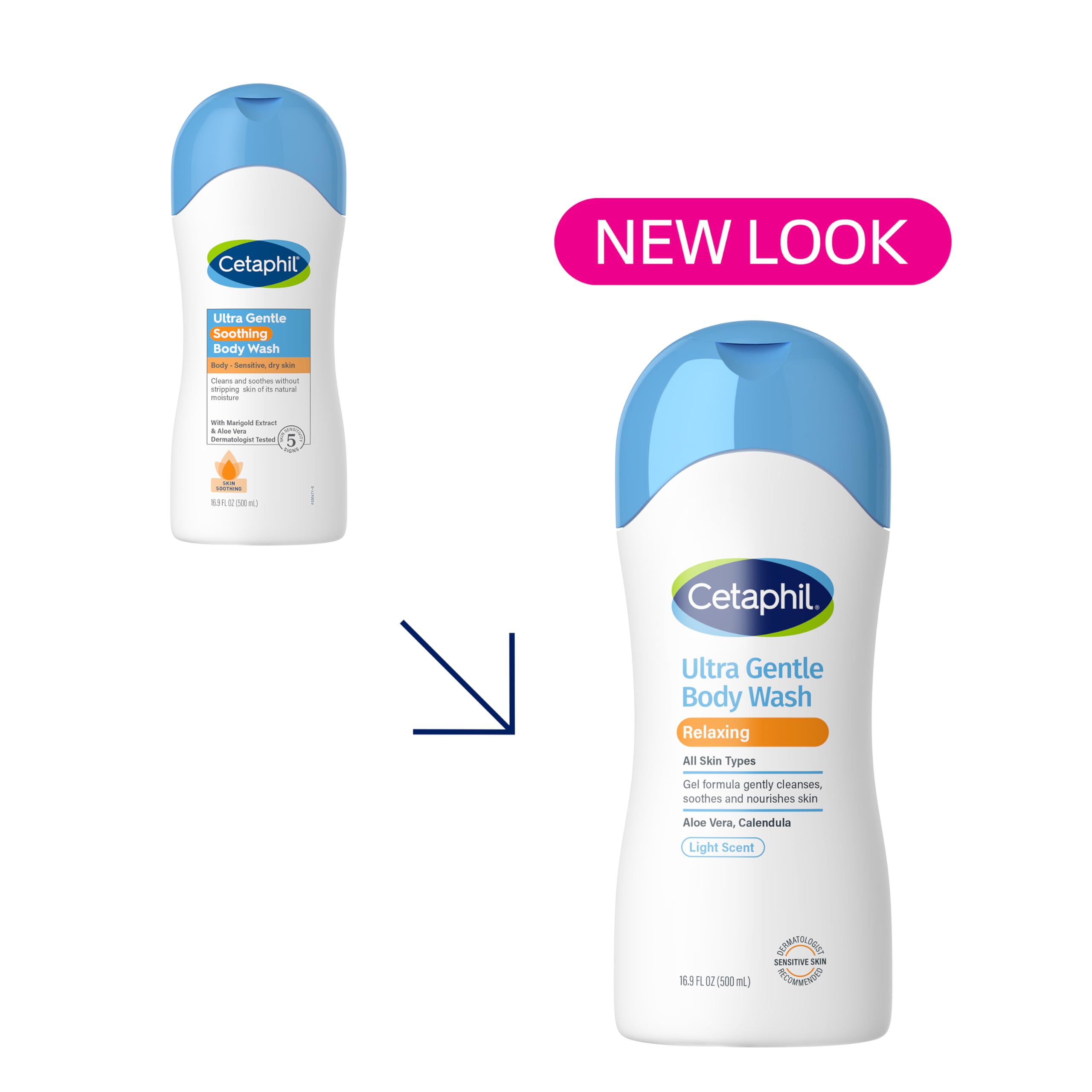 Cetaphil Ultra Gentle Refreshing Body Wash, For Dry To Normal, Sensitive Skin, 16.9Oz, With Aloe Vera, Calendula, Vitamin B5, Hy