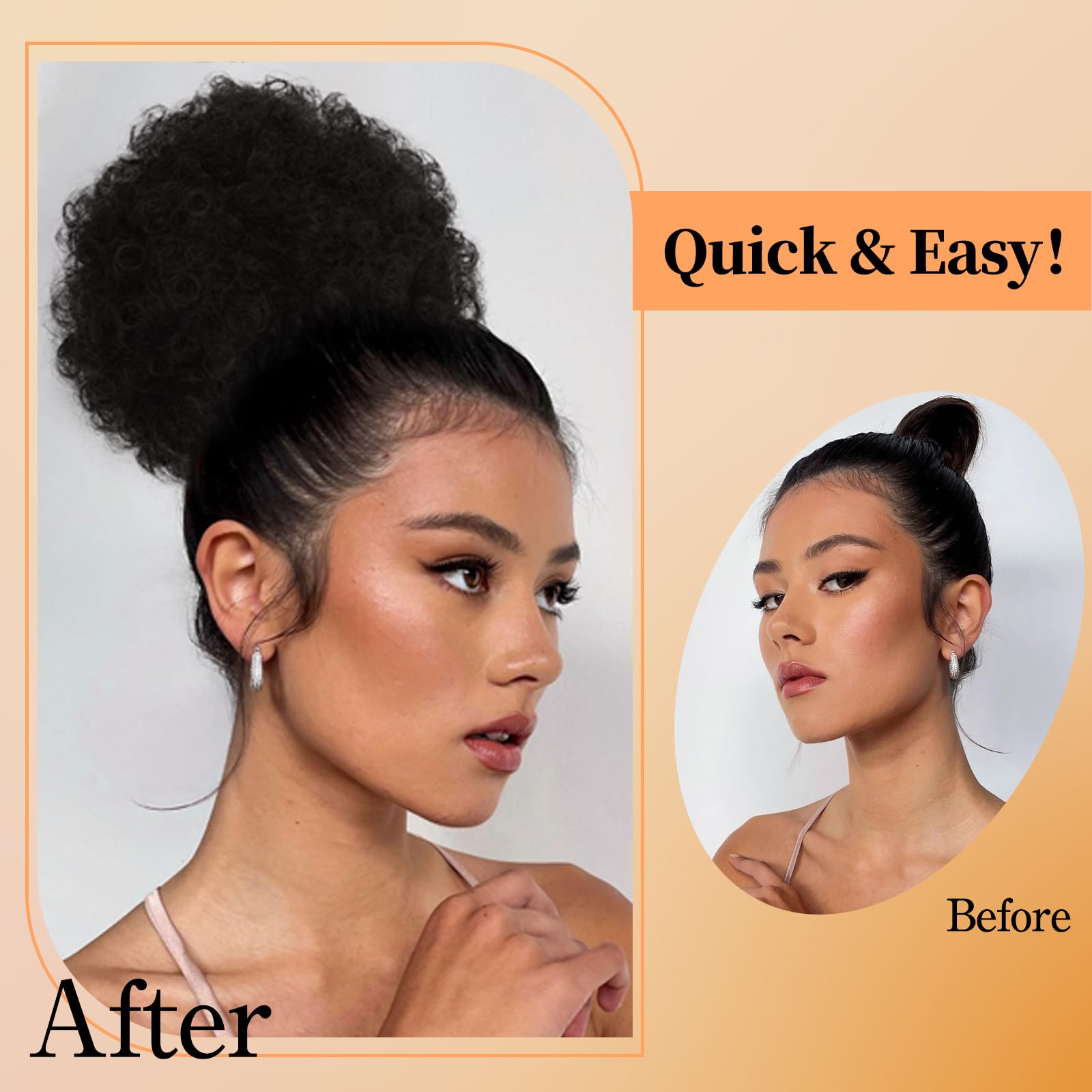 Aisi Queens Afro Puff Drawstring Ponytail Kinky Coily Curly Ponytail Wig Clip In Piece For Black Women And Kids Synthetic (Mediu