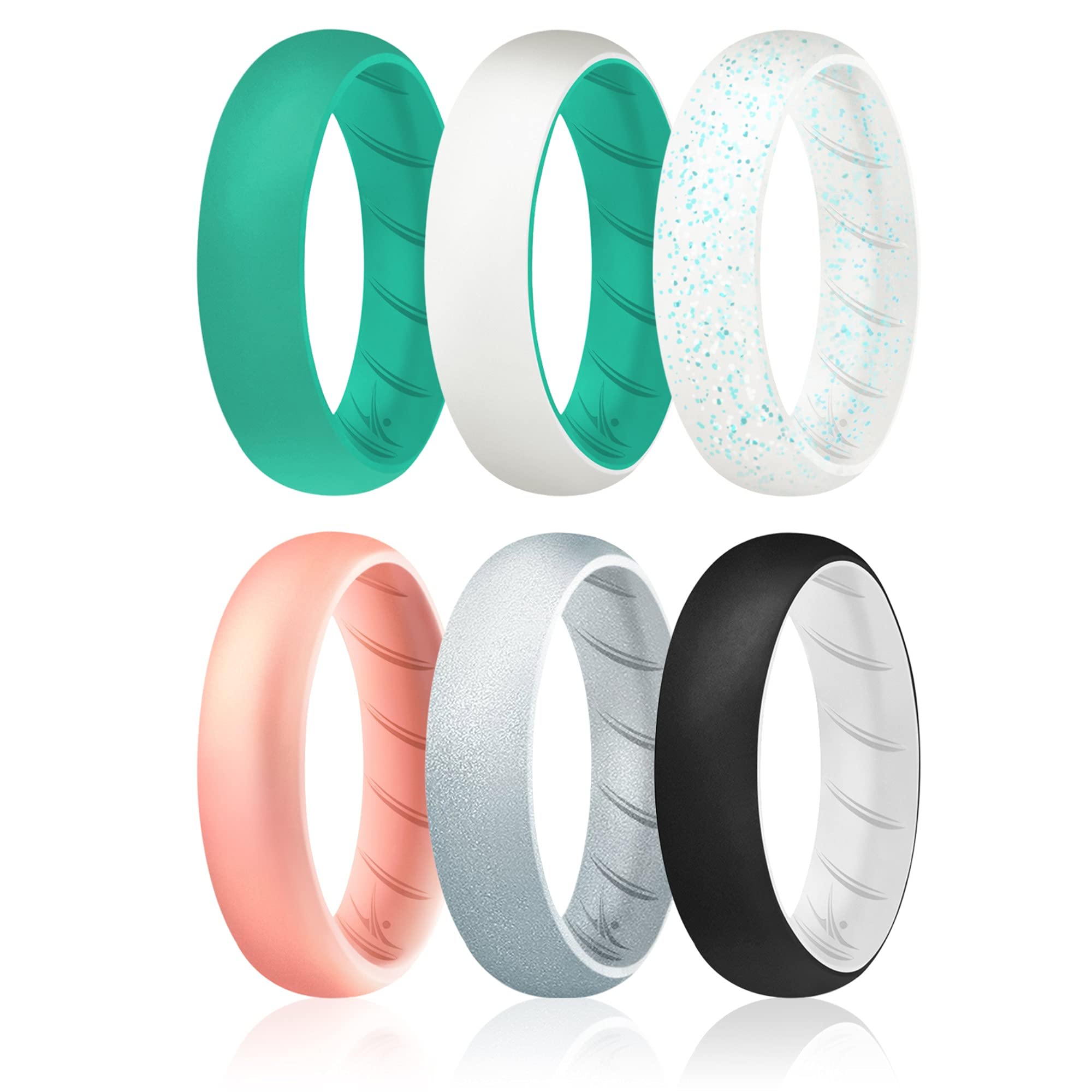 Silicone Wedding Br Solid Ring Set - Turquoise By Roq For Women - 6 X 5 Mm Ring