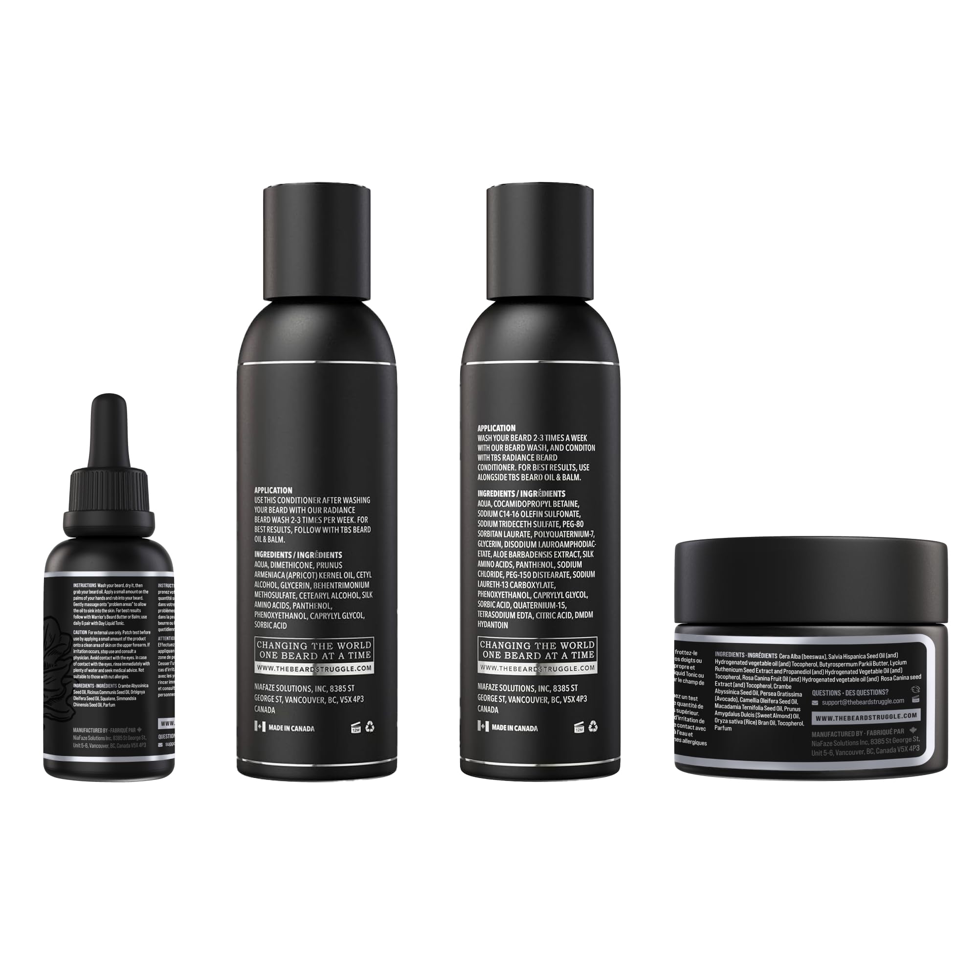 The Beard Struggle Beard Kit For Men Including Beard Balm, Beard Oil, Beard Wash & Beard Conditioner - Silver Collection - Alfhe