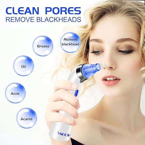 Blackhead Remover Pore Vacuum, Face Suction Pore Cleanser, 5 Suction Power Electric Blackhead Extractor Tool, 4 Probes, Blackhea