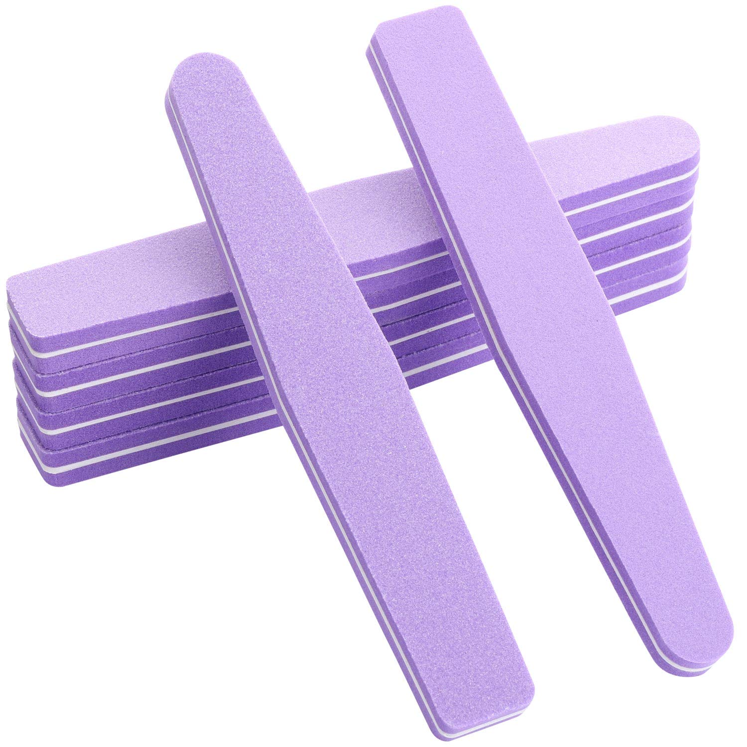 20Pcs Nail Block Buffer Files Sponge Washable Double Sided 100180 Sanding Buffing File(Purple)