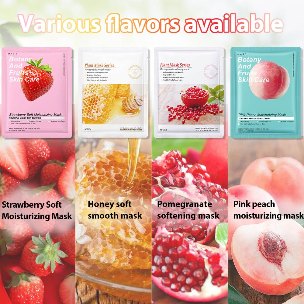 Kaely 10 Pack Variety Sheet Masks,Spa Party Face Masks For Kids Skin Care,Facial Mask Skincare Set Korean,Moisturize,Brighten,No