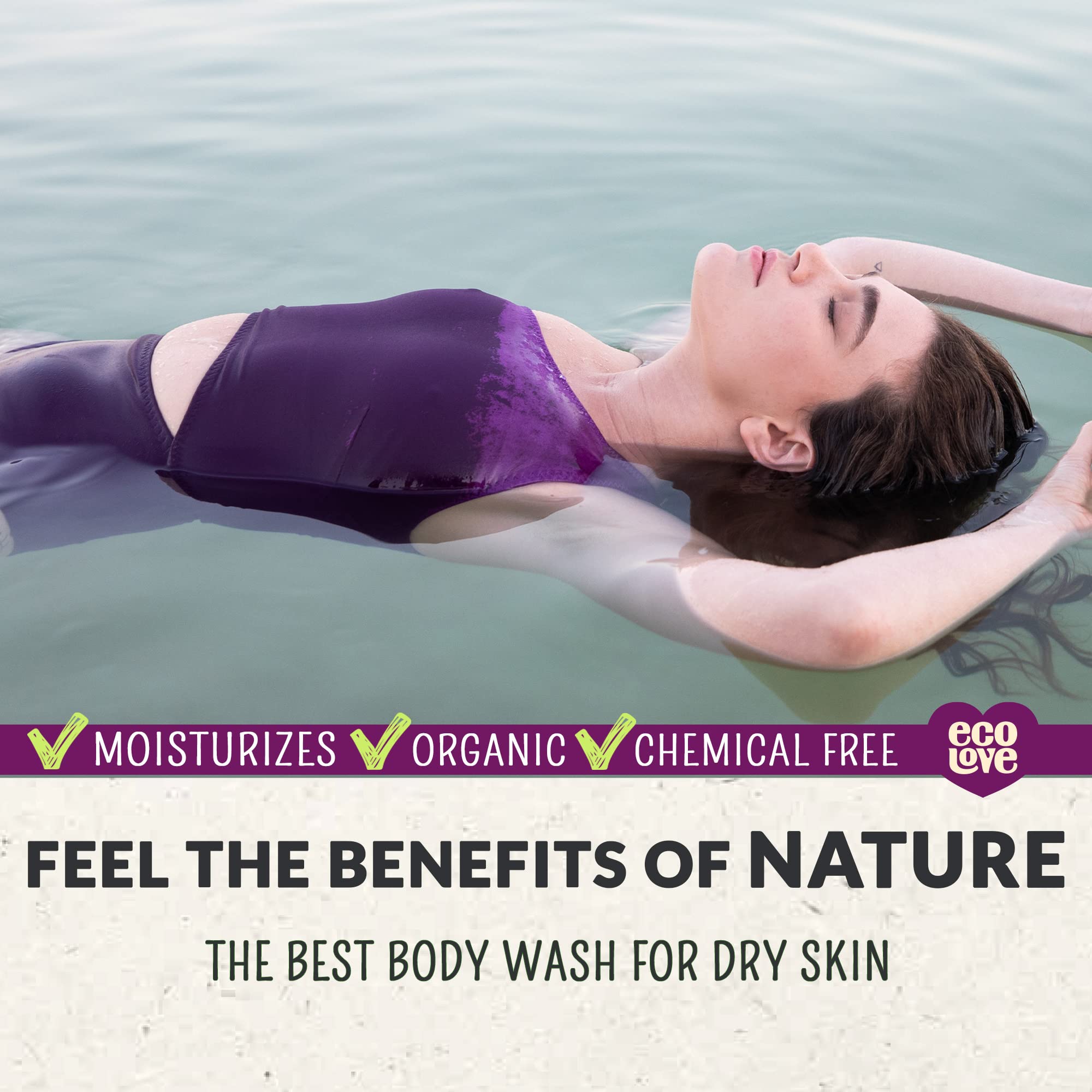 Ecolove - Natural Moisturizing Body Wash For Dry Skin - Organic Blueberry, Grape & Lavender - No Sls Or Parabens - Vegan And Cru