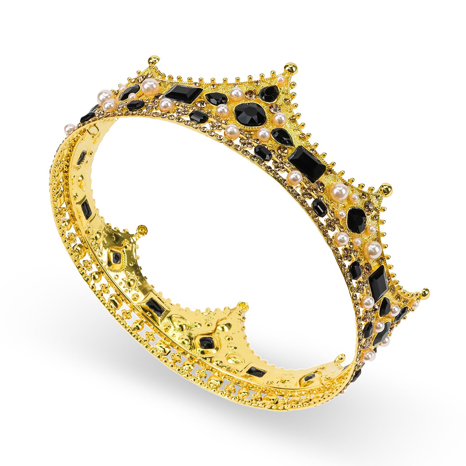 King Crown, CIEHER King Crowns for Men Crystal Vintage Baroque Black Crown Prom King Crown Tiara Evil Crown Luxury Rhinestone Si