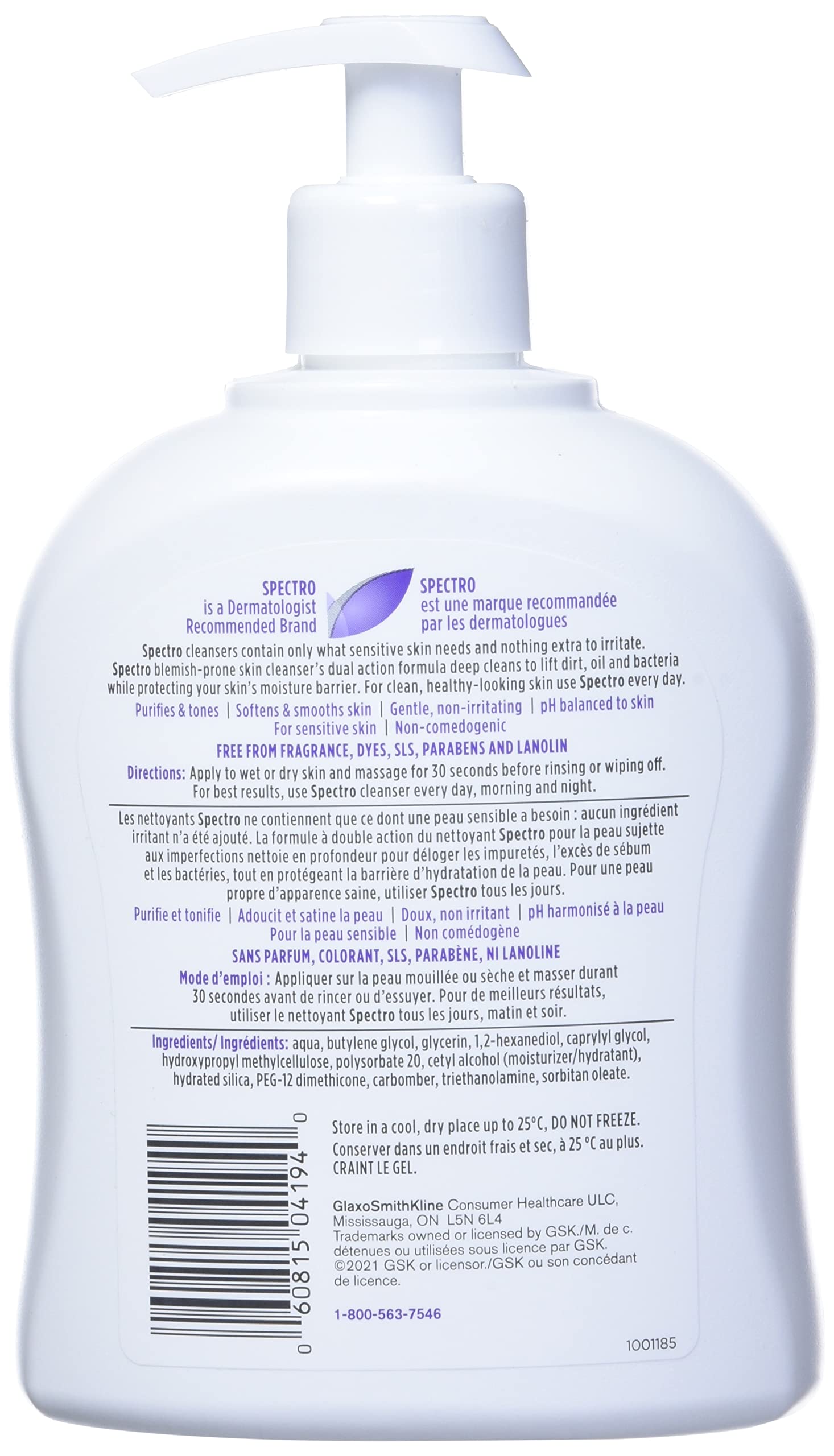 Spectro Jel Cleanser for Blemish Prone Skin, Fragrance Free, 500ml (17 Fl Oz) Pump