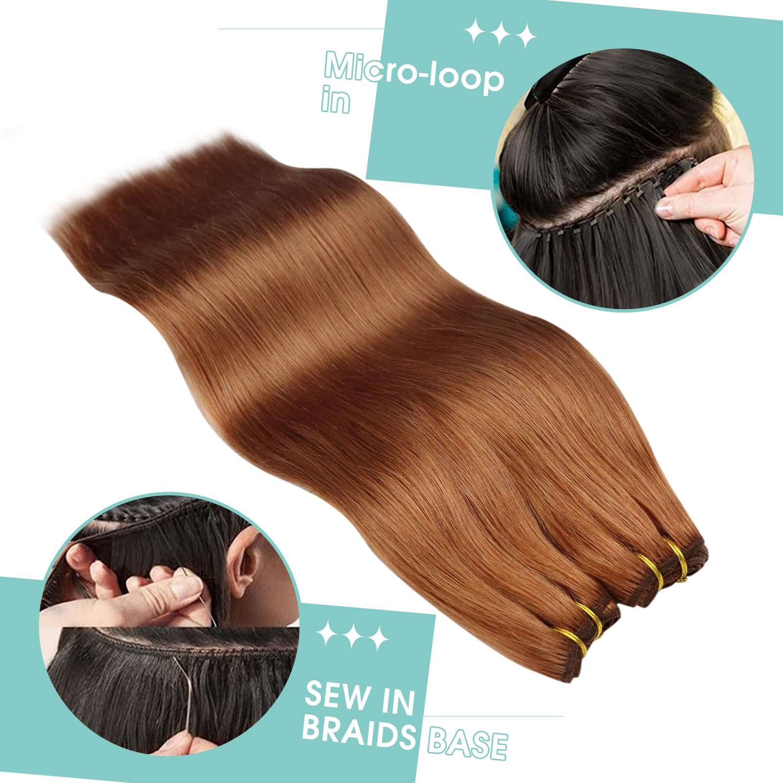YoungSee Weft Hair Extensions Human Hair Copper Human Hair Extensions Sew in Copper Sew in Weft Hair Extensions Human Hair Strai