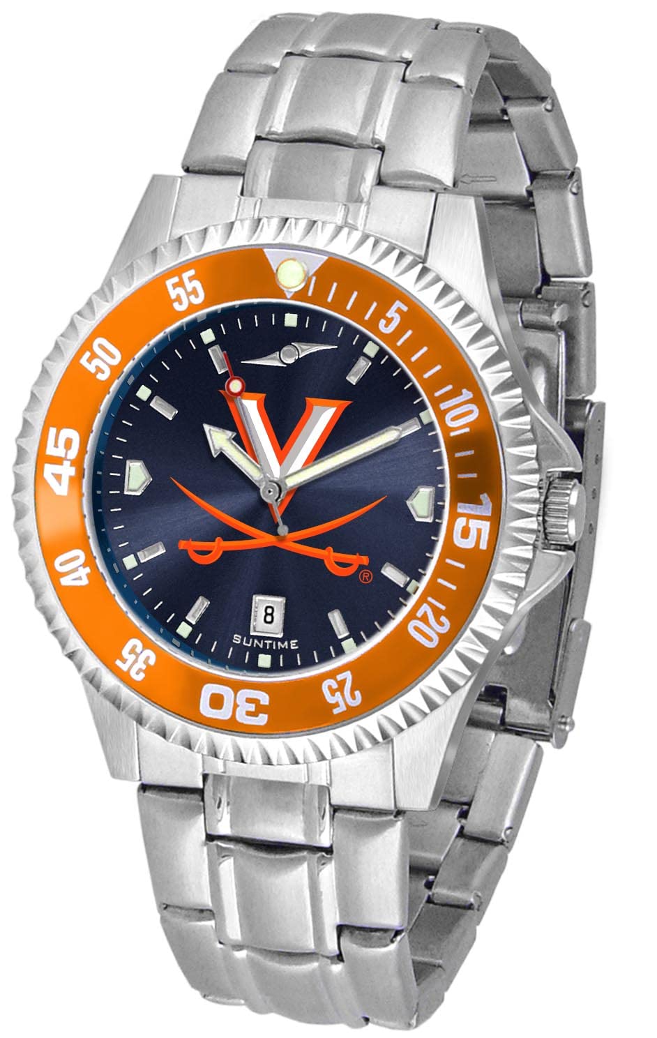 SunTime Men's Virginia Cavaliers with 20mm Stainless Steel Band - AC Color Bezel