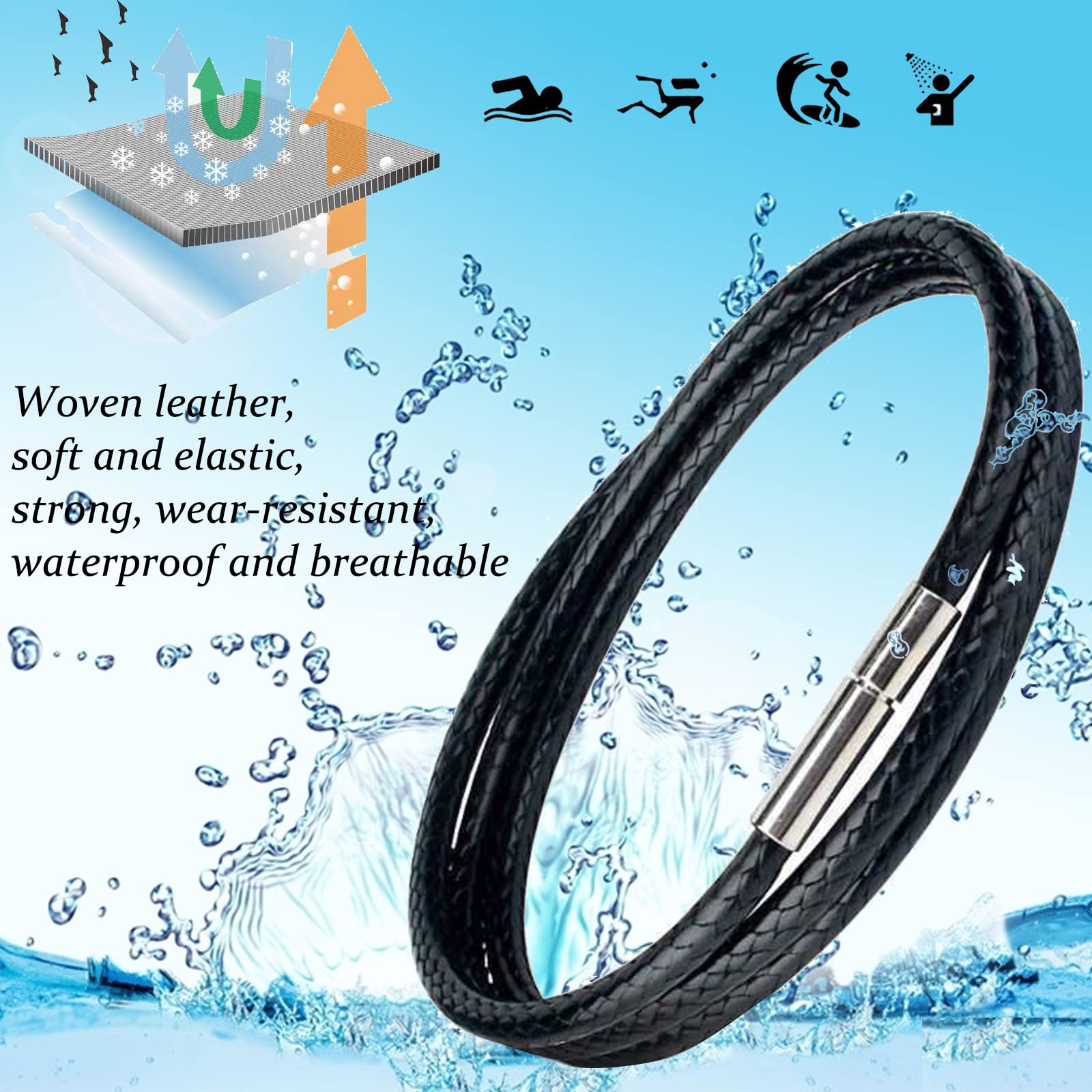 Otxas Leather Necklace Cord, 18inch-24inch Waterproof Rope Necklace for Men Women, 316L Stainless Steel Clasp, 2/3mm Width Leath