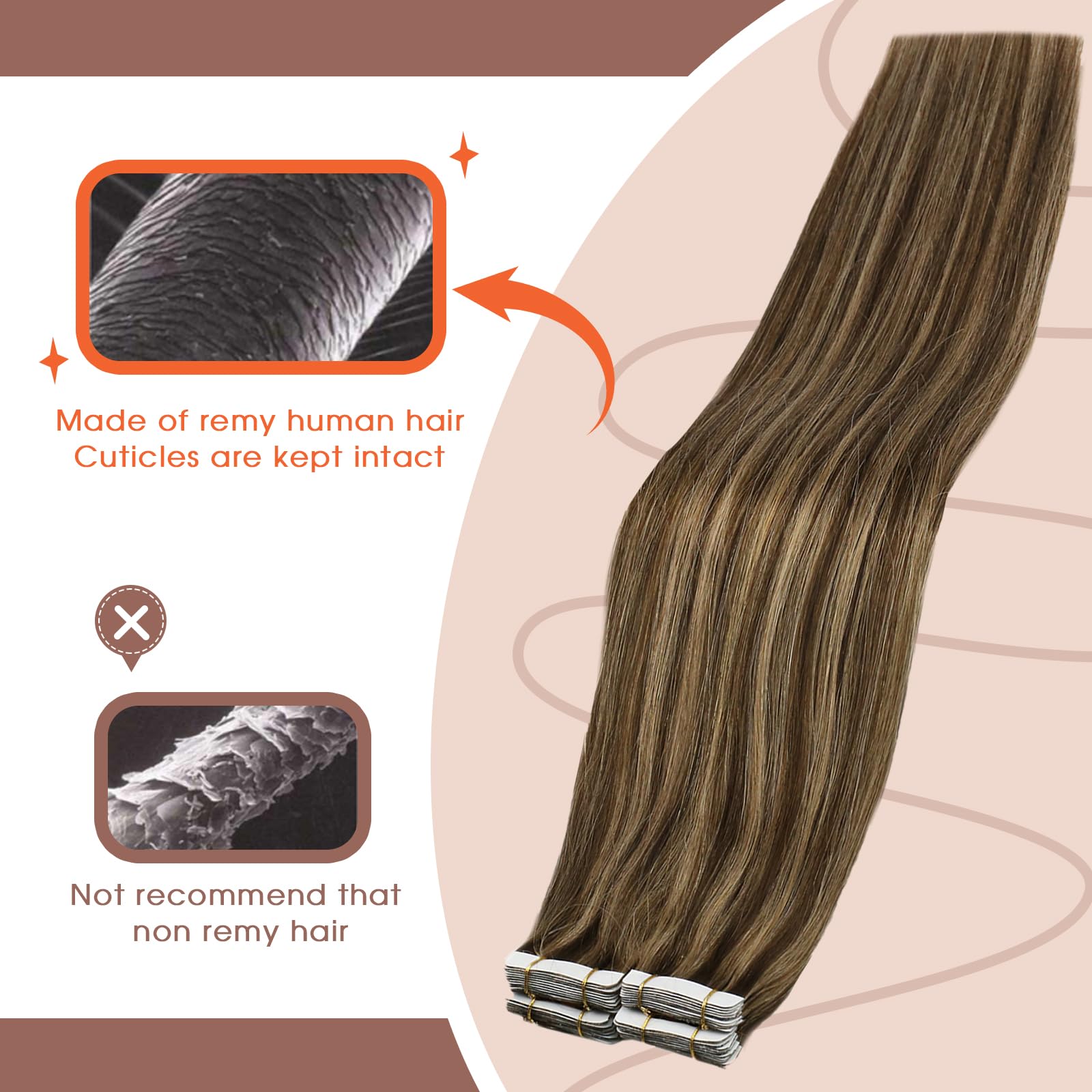 Sunny Tape In Human Hair Extensions Brown Highlighted Tape In Hair Extensions Dark Brown Highlights Caramel Blonde Hair Extensio