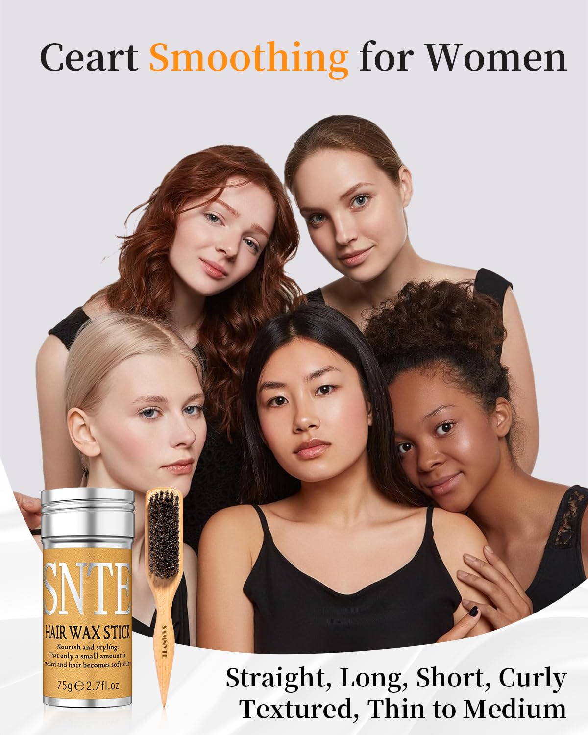 Samnyte Bristle Hair Brush Hair Wax Stick, Warm