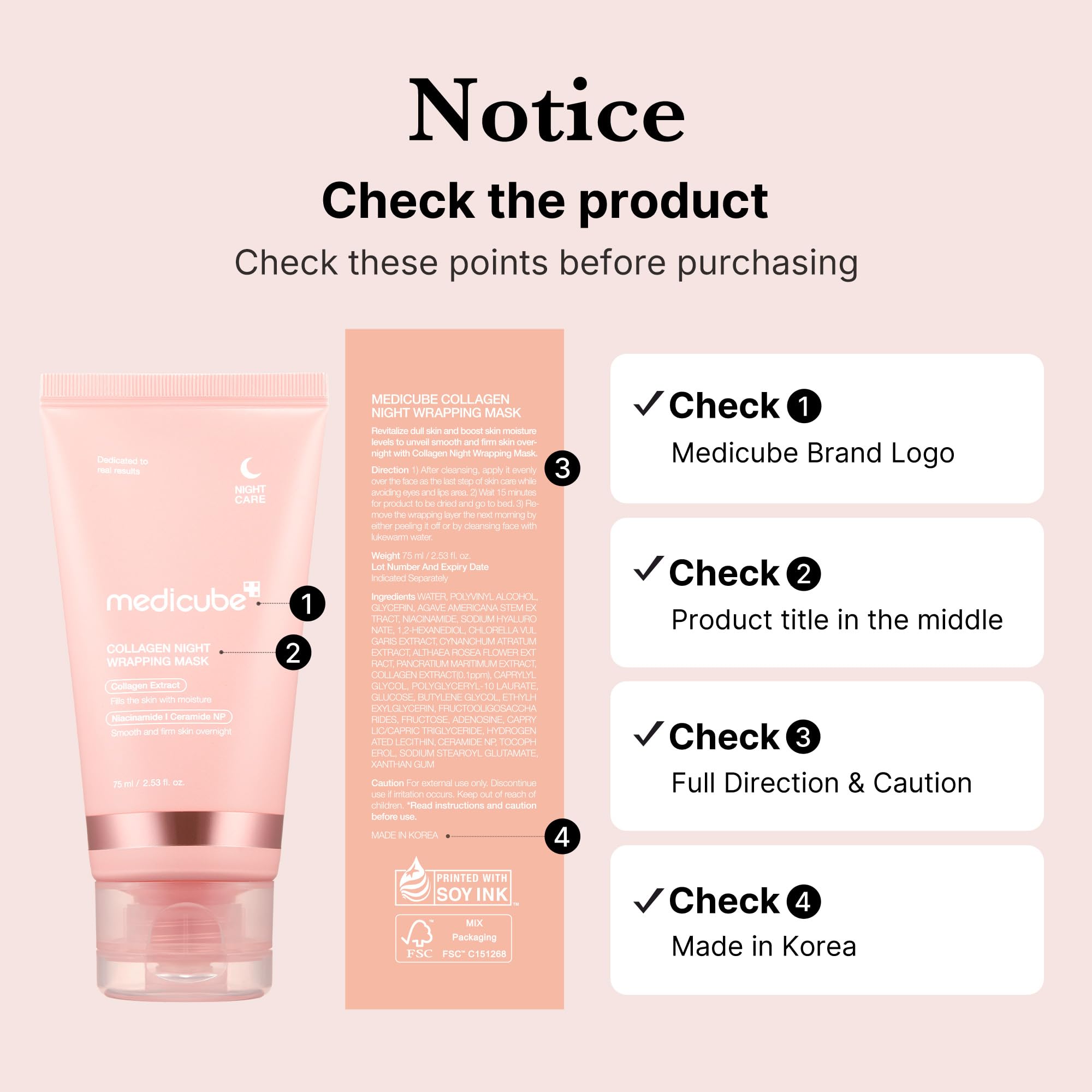 medicube Collagen Overnight Wrapping Peel Off Mask - Elasticity & Hydration, 1.69 Fl Oz, Collagen Wrapping Mask, Korean Skin Care