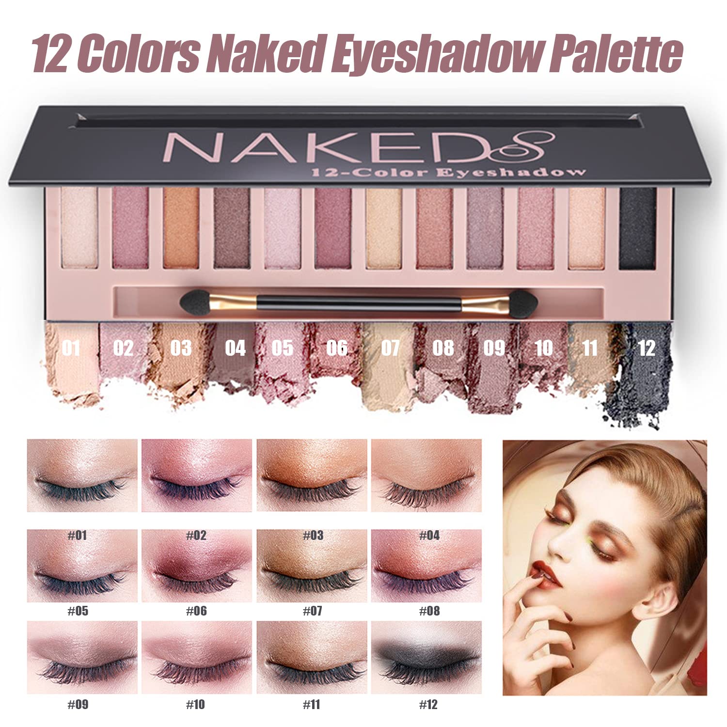 All In One Makeup Kit For Women,Includes Naked Eyeshadow,Liquid Foundation,Lipstick Set,Mascara,Makeup Brush,Makeup Sponge,Eyebr