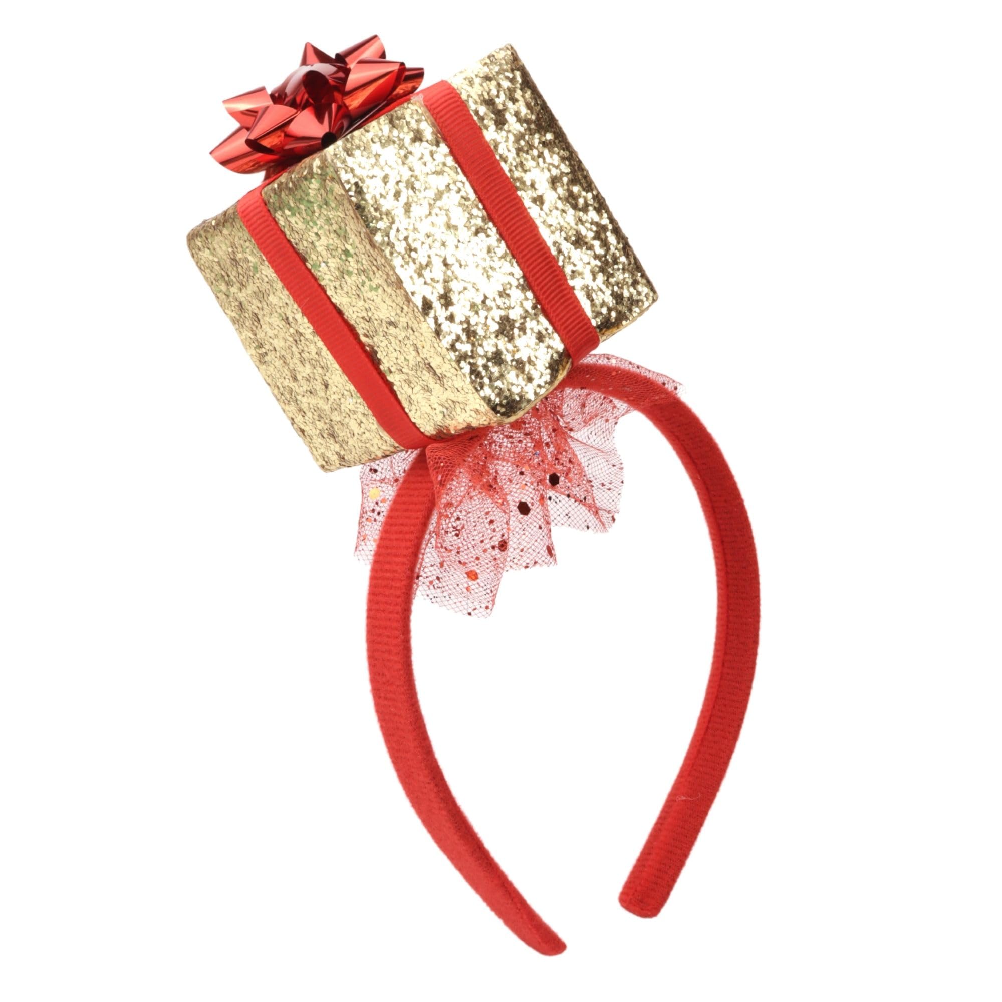 Needzo Present Christmas Headband, Holiday Party Hair Accessory, One Size Fits Most, 4.75 x 8 Inch