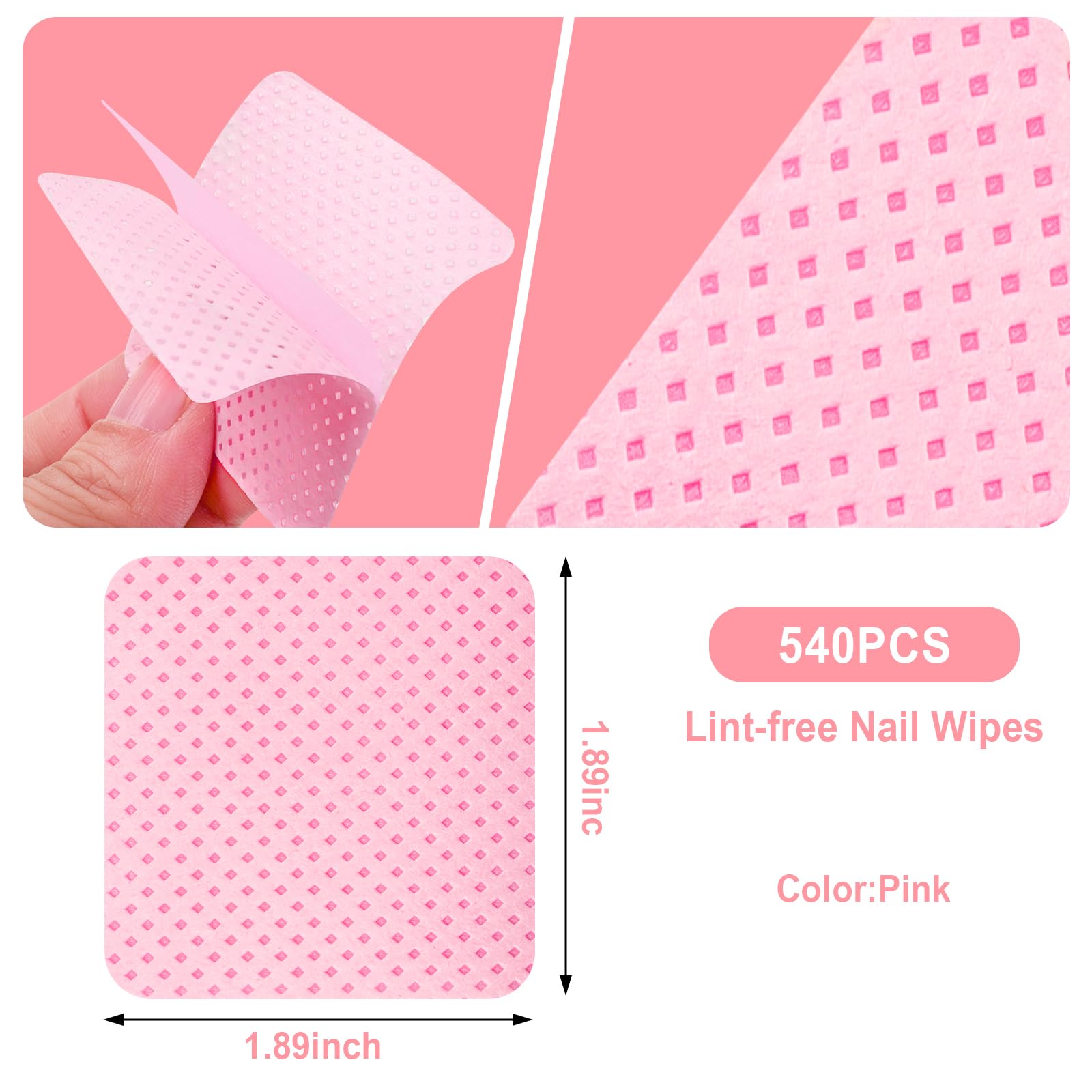 Lint Free Nail Wipes, 540Pcs Nail Supplies Nail Polish Remover Wipes, Super Absorbent Soft Nail Wipes For Fingernail Polish Remo