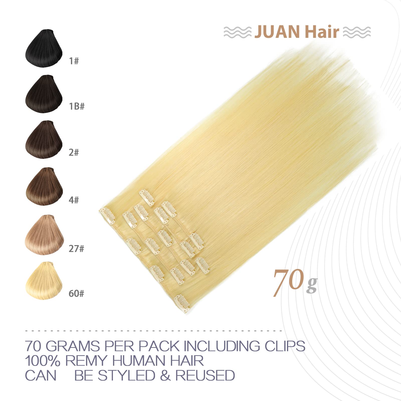 Aison Bleach Blonde Clip in Hair Extensions 70G 100% Remy Human Hair Clip ins Hair Extensions Real Human Hair 7pcs 16clips One P