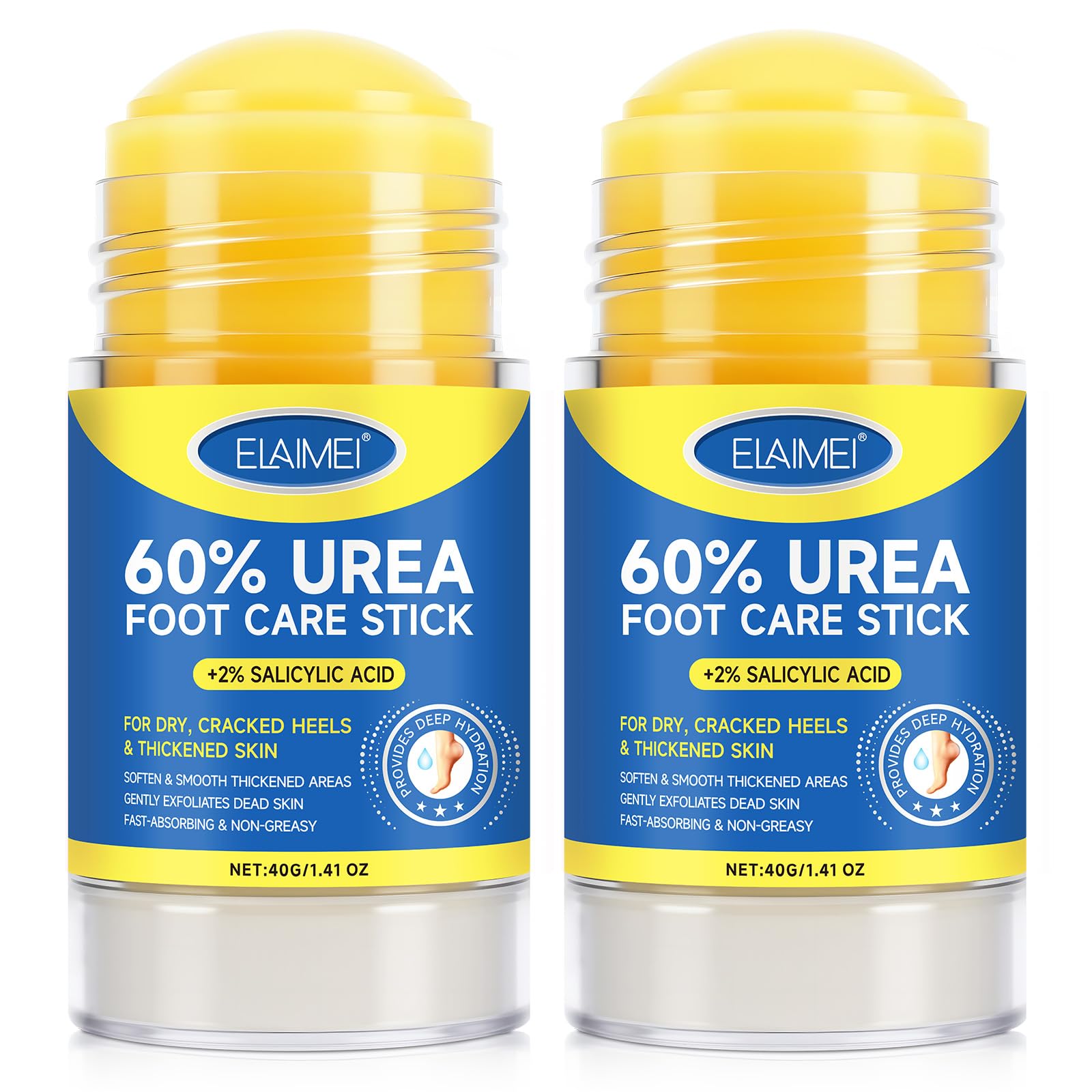 Bieyoc 60% Urea Cream with 2% Salicylic Acid, Urea Foot Cream Stick for Cracked Heels, Calluses and Rough Skin, Portable Foot Ba