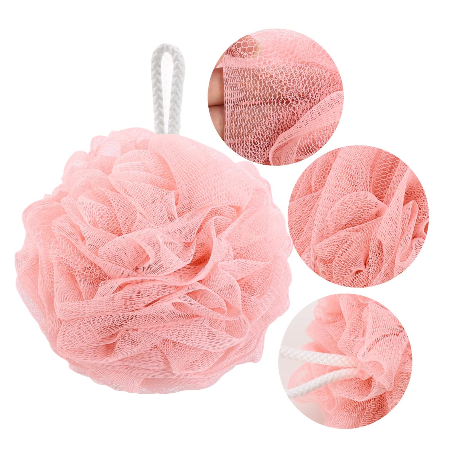 Btyms Large Loofah Sponge Shower Scrunchies Puff 75G/Pc Mesh Pouf Bath Loofa Body Sponges Scrubber For Bathing - Pack Of 4