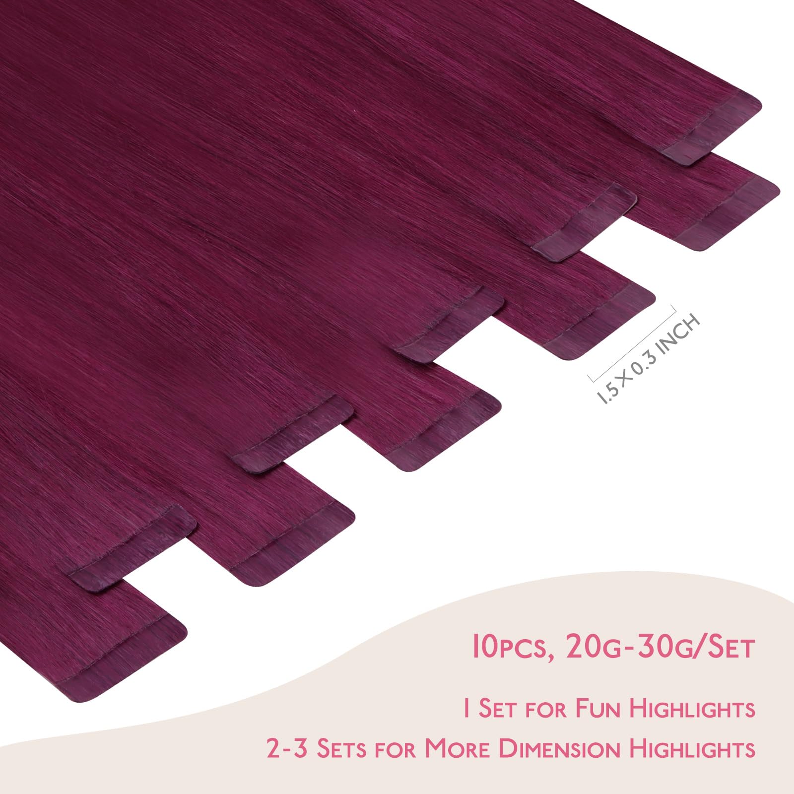 Wennalife Tape In Hair Extensions Human Hair Light Burgundy Tape In Extensions, 10Pcs 25G 18 Inch Remy Invisible Tape Ins Straig