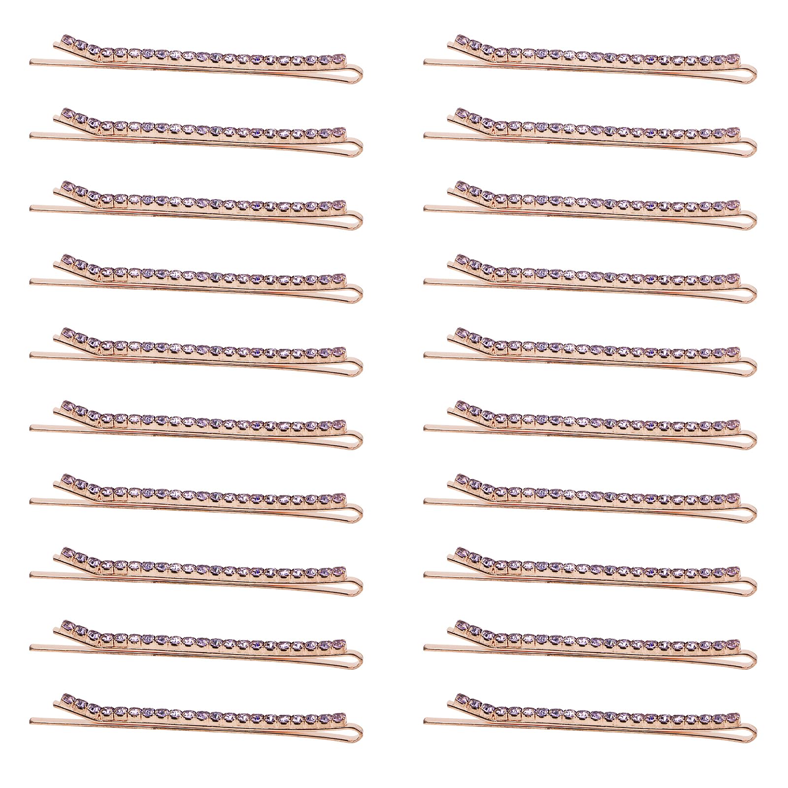 Ondder 20 Pcs Bobby Pins with Purple Rhinestone Crystals - Women's Decorative Hair Accessories for Buns, Bridal Hairstyles and W
