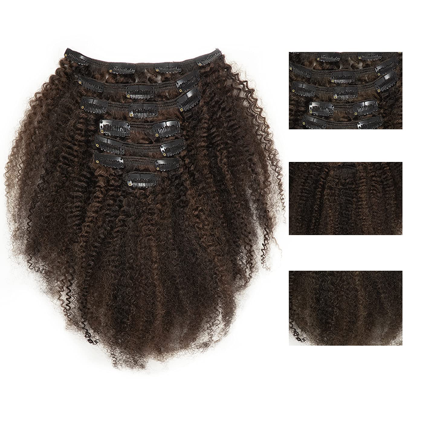 Caliee Kinky Curly Clip In Hair Extensions Highlight Dark Brown And Black Clip In Hair Extensions For Black Women Double Weft To
