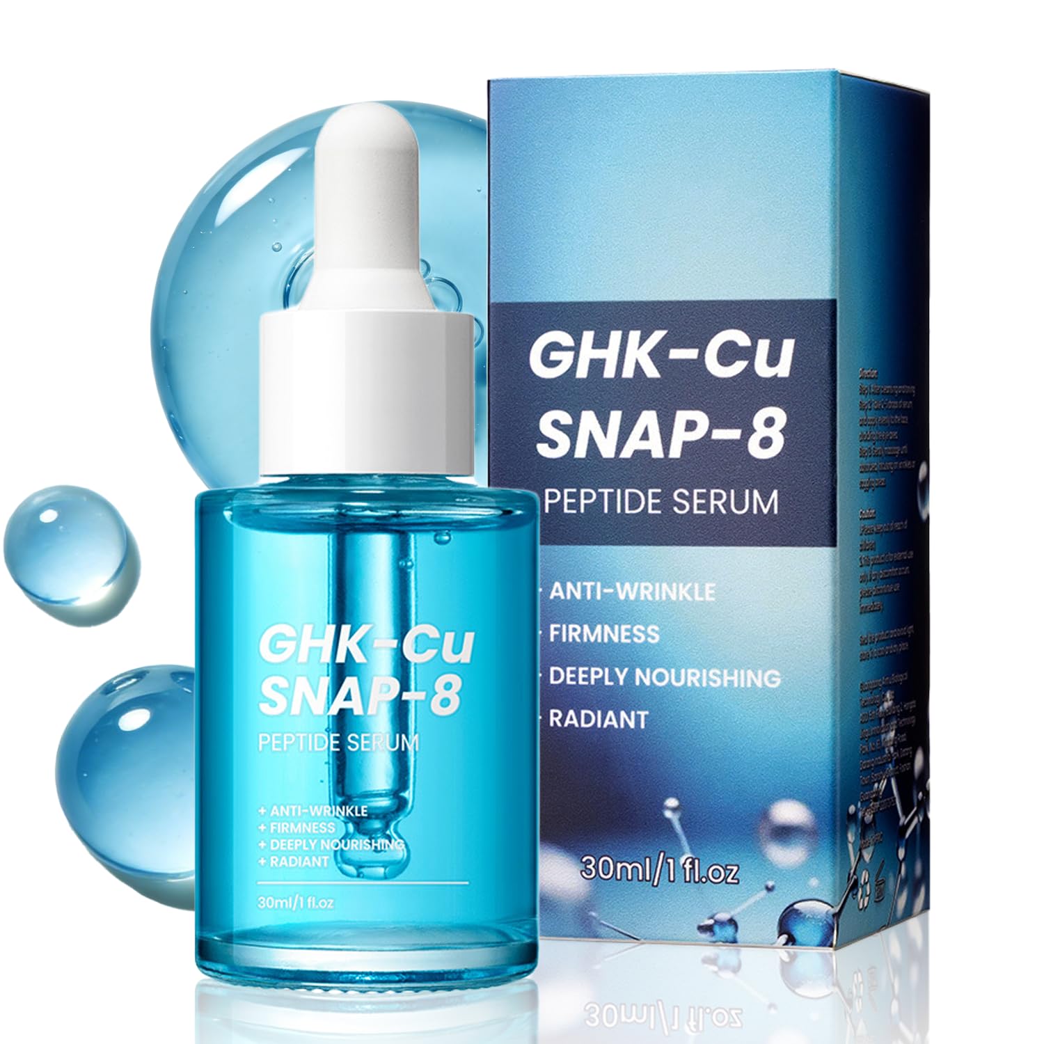 GHKCu SNAP8 Peptide Serum | with Copper Peptide and Hyaluronic Acid for AntiAging, Fine Lines, Wrinkles, Firming, Deep Hydrat