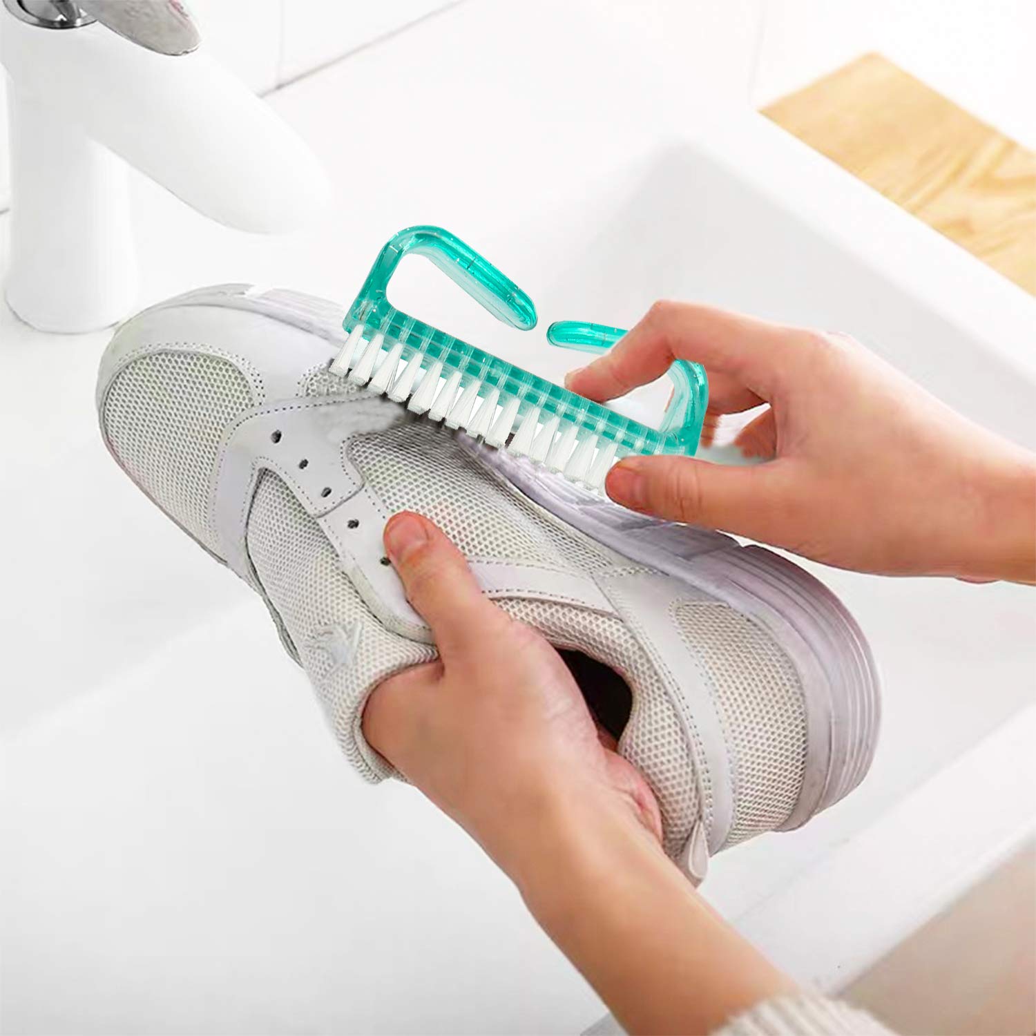 6 Pack Handle Grip Nail Cleaning Brush, Qeedy Fingernail Brush Cleaner Scrub Brush Kit For Toes Shower And Women & Men & Kids (C
